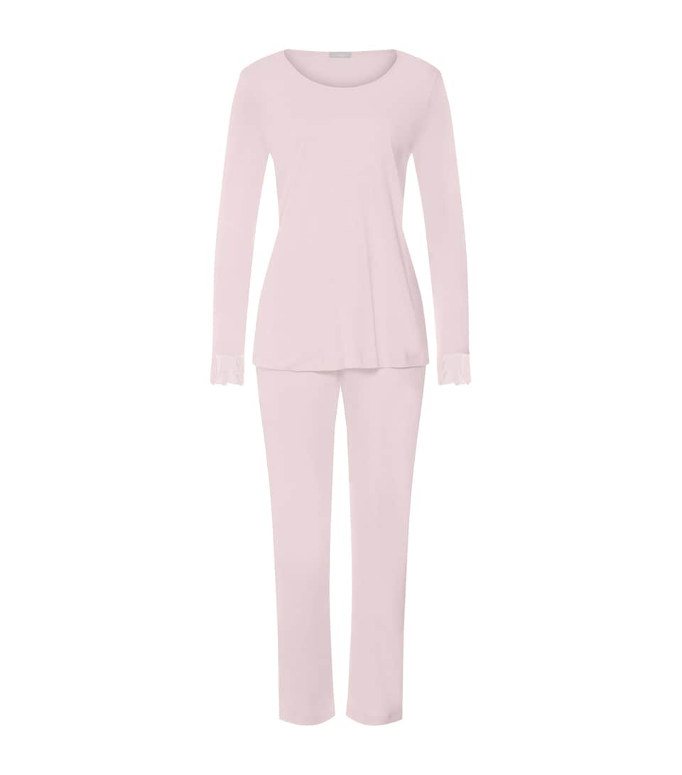 Hanro Womens Cotton Rosaria Long-Sleeve Pyjama Set Rose Bath