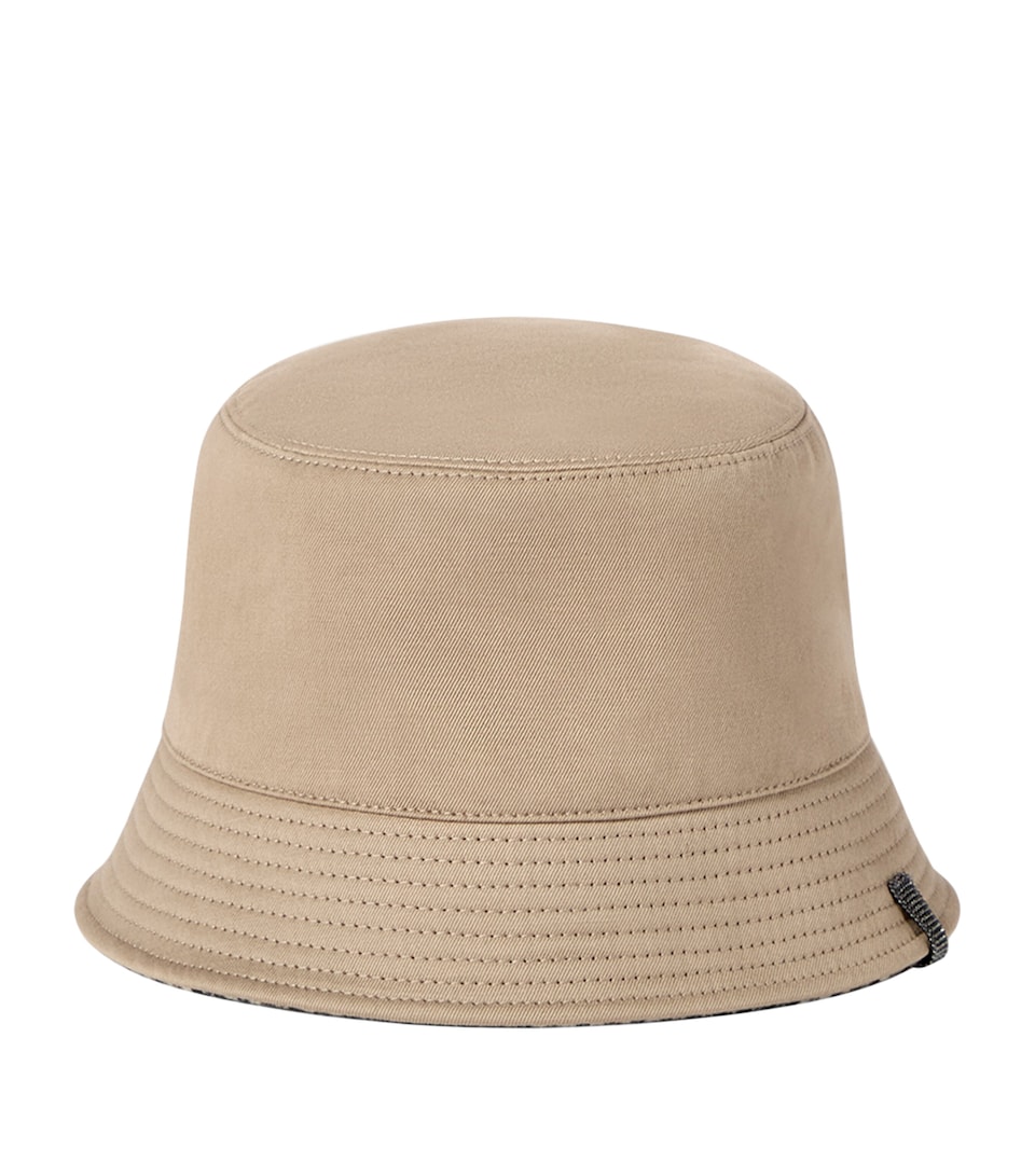 Brunello Cucinelli Cotton-Linen Reversible Bucket Hat Tobacco