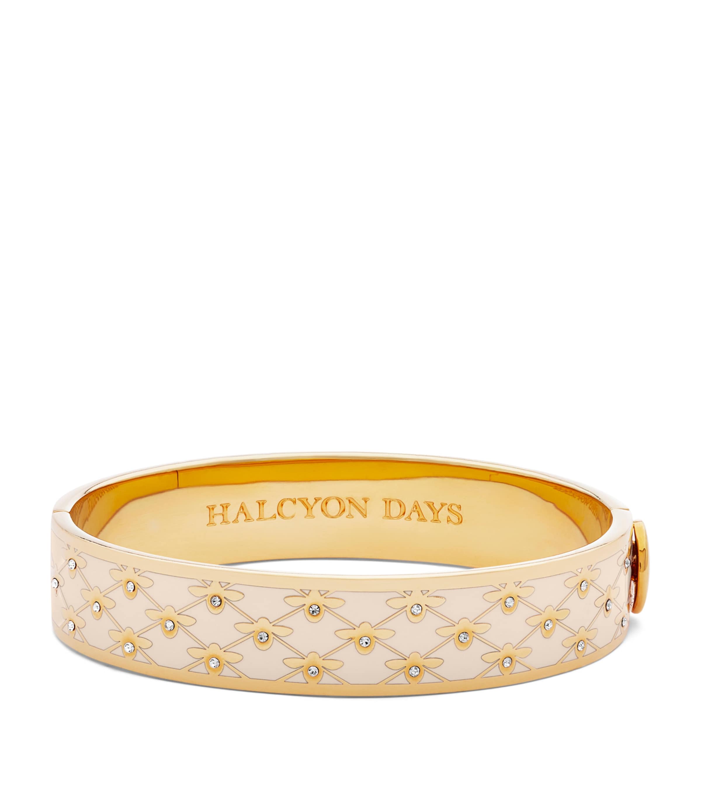 Halcyon Days Gold-Plated Enamel Bee Sparkle Bangle Cream/gold