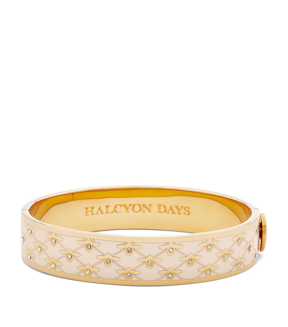 Halcyon Days Gold-Plated Enamel Bee Sparkle Bangle Cream/gold