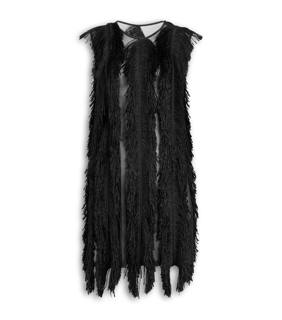 Alaïa Womens Silk Feather-Knit Mini Dress Noir Alaia