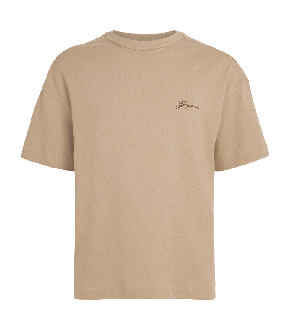 Jacquemus Mens Cotton Embroidered Brodero T-Shirt Beige