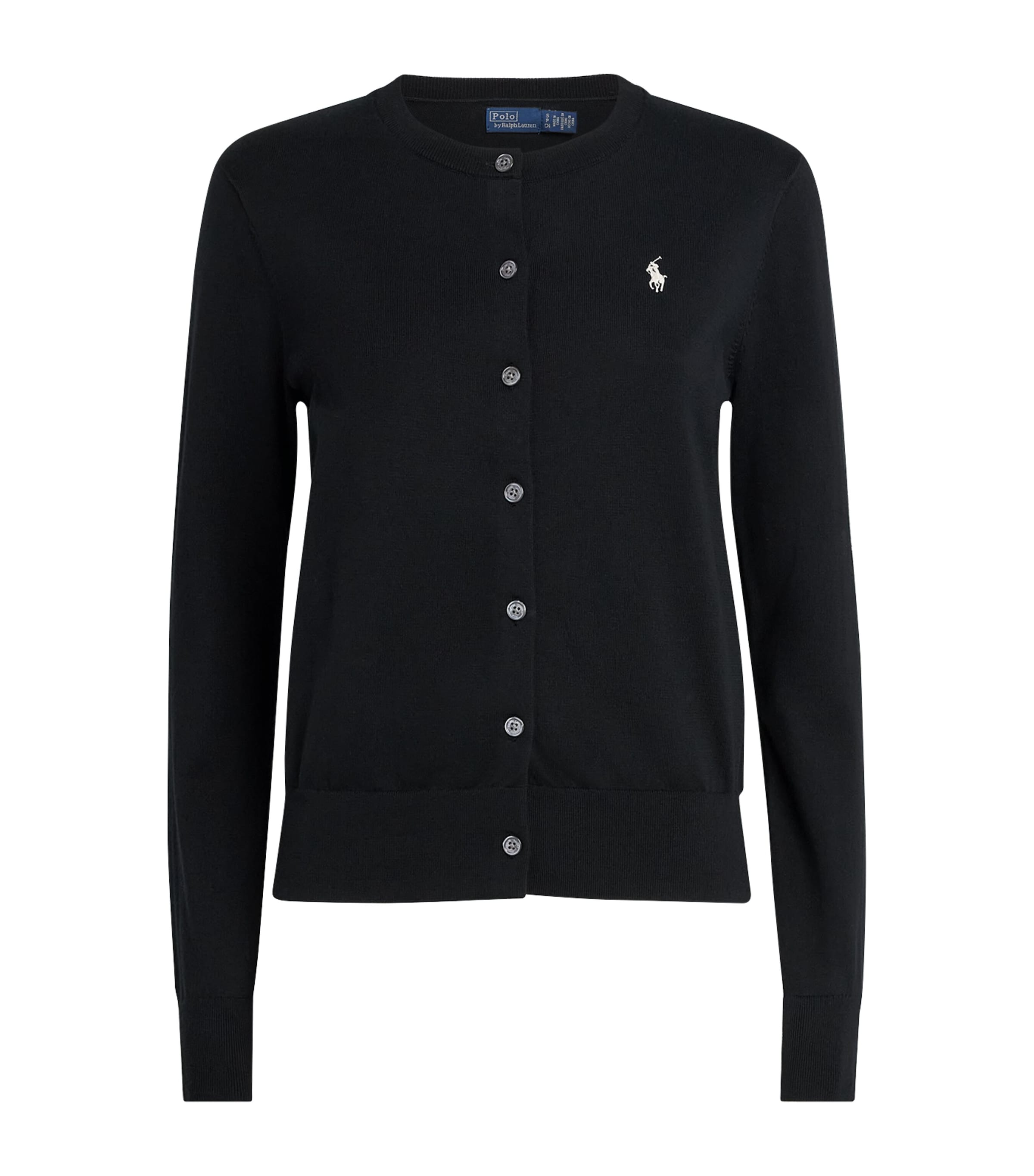 Polo Ralph Lauren Womens Cotton Ribbed Cardigan Polo Black