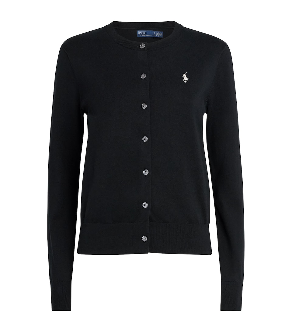 Polo Ralph Lauren Womens Cotton Ribbed Cardigan Polo Black