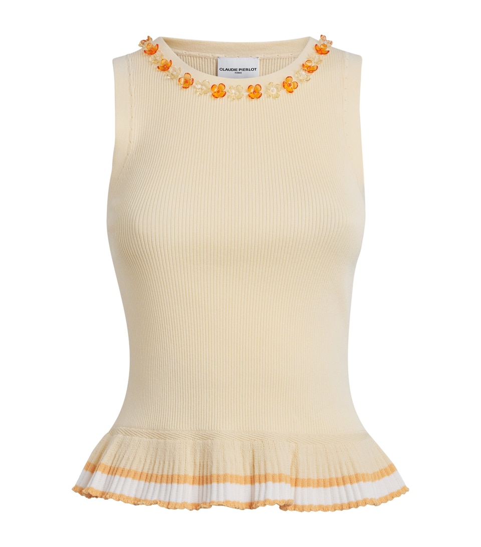 Claudie Pierlot Womens Embellished Tank Top Vanilla