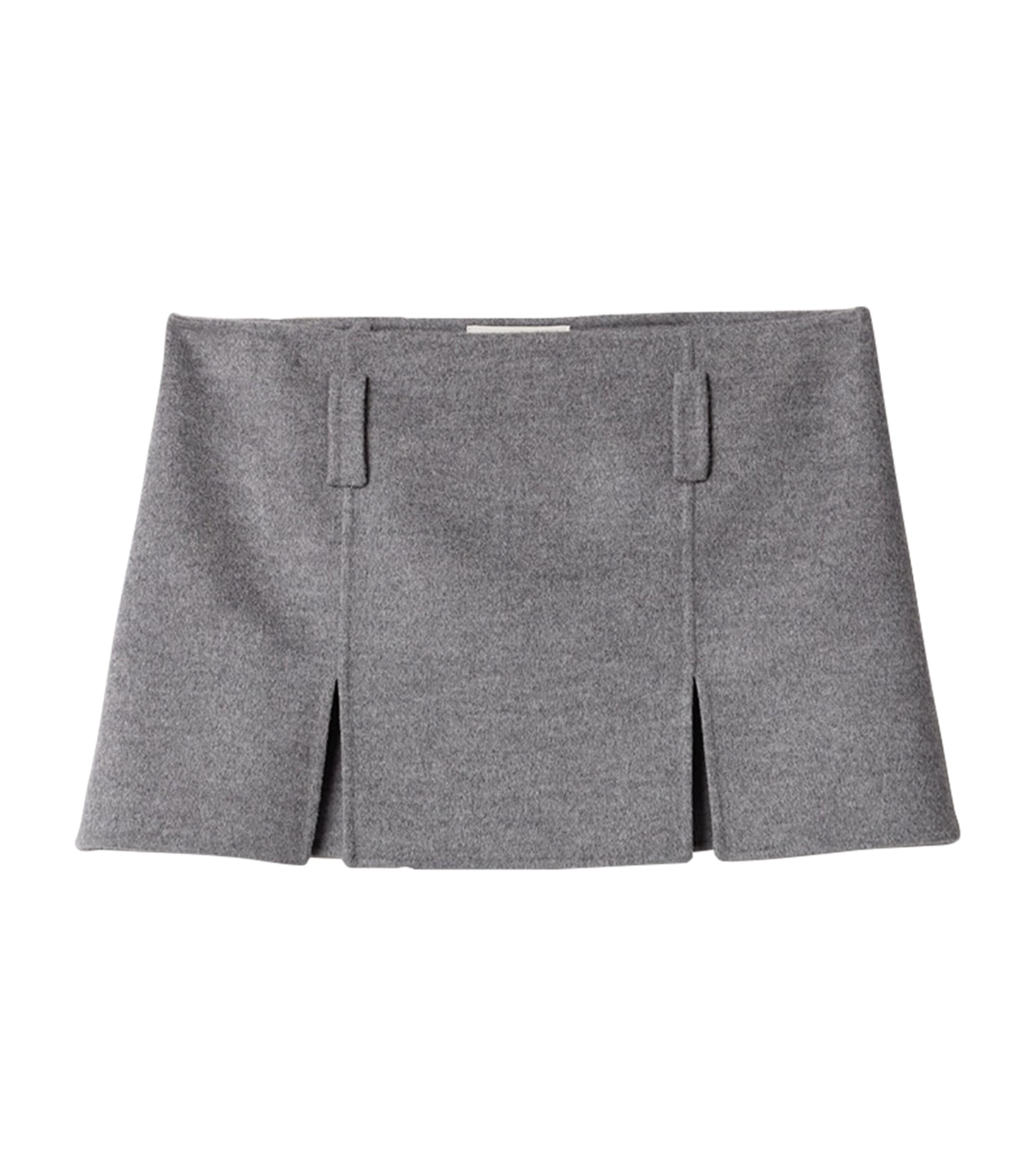 Miu Miu Womens Wool-Cashmere Mini Skirt Grey