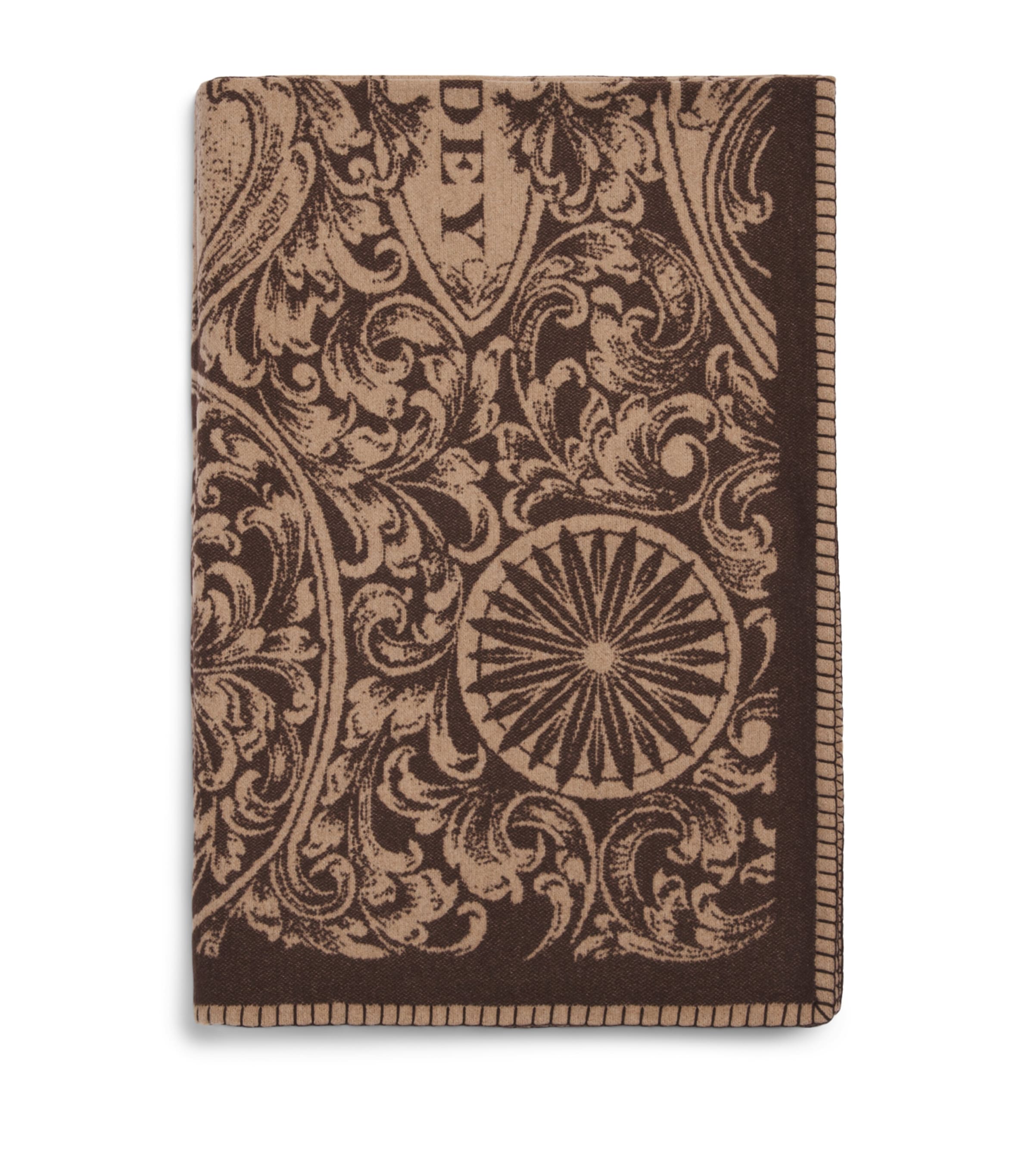 Purdey Merino Wool-Cashmere Scrollwork Blanket Tau