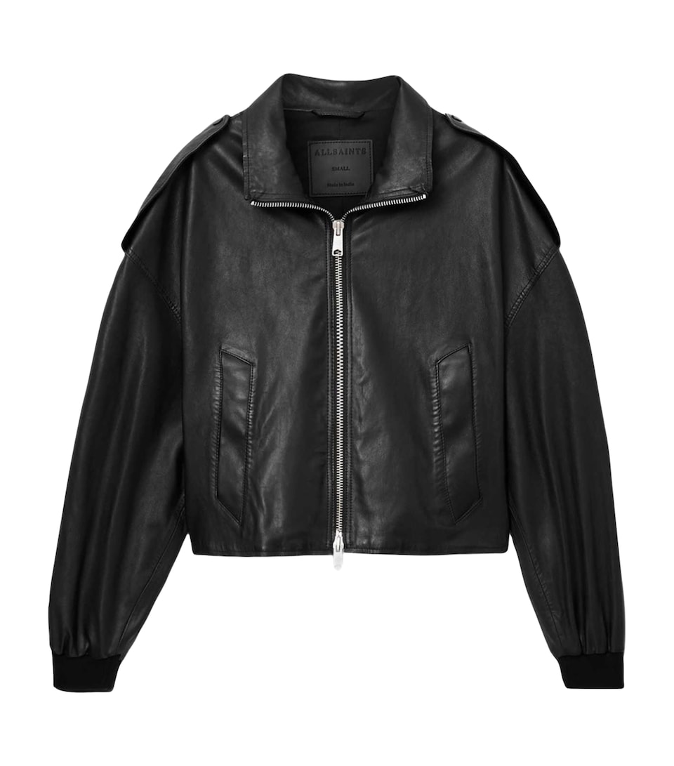 AllSaints Womens Lowden Leather Jacket Black