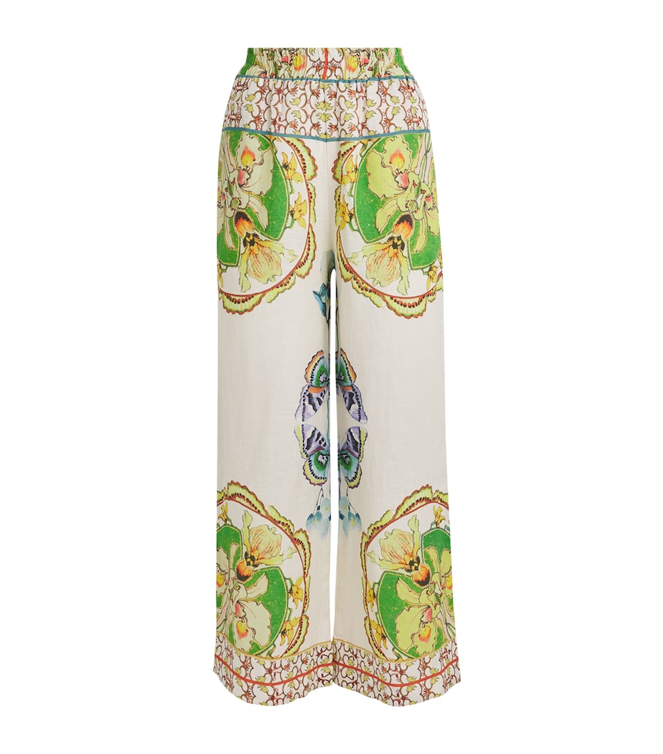 LUG VON SIGA Womens Printed Madison Wide-Leg Trousers Offwhite Multicolor