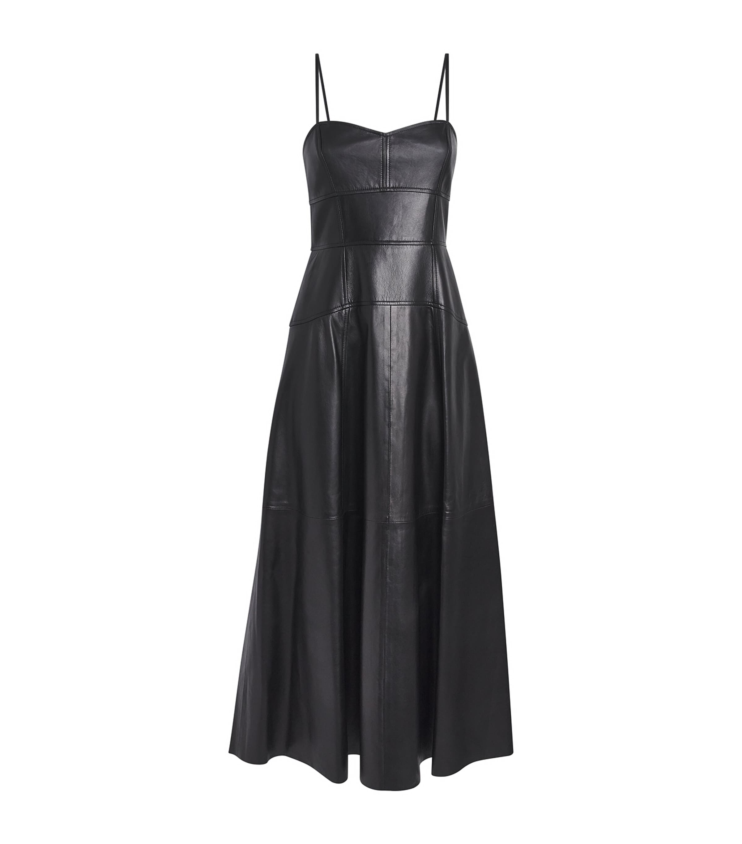 Ulla Johnson Womens Nappa Leather Adelina Midi Dress Noir