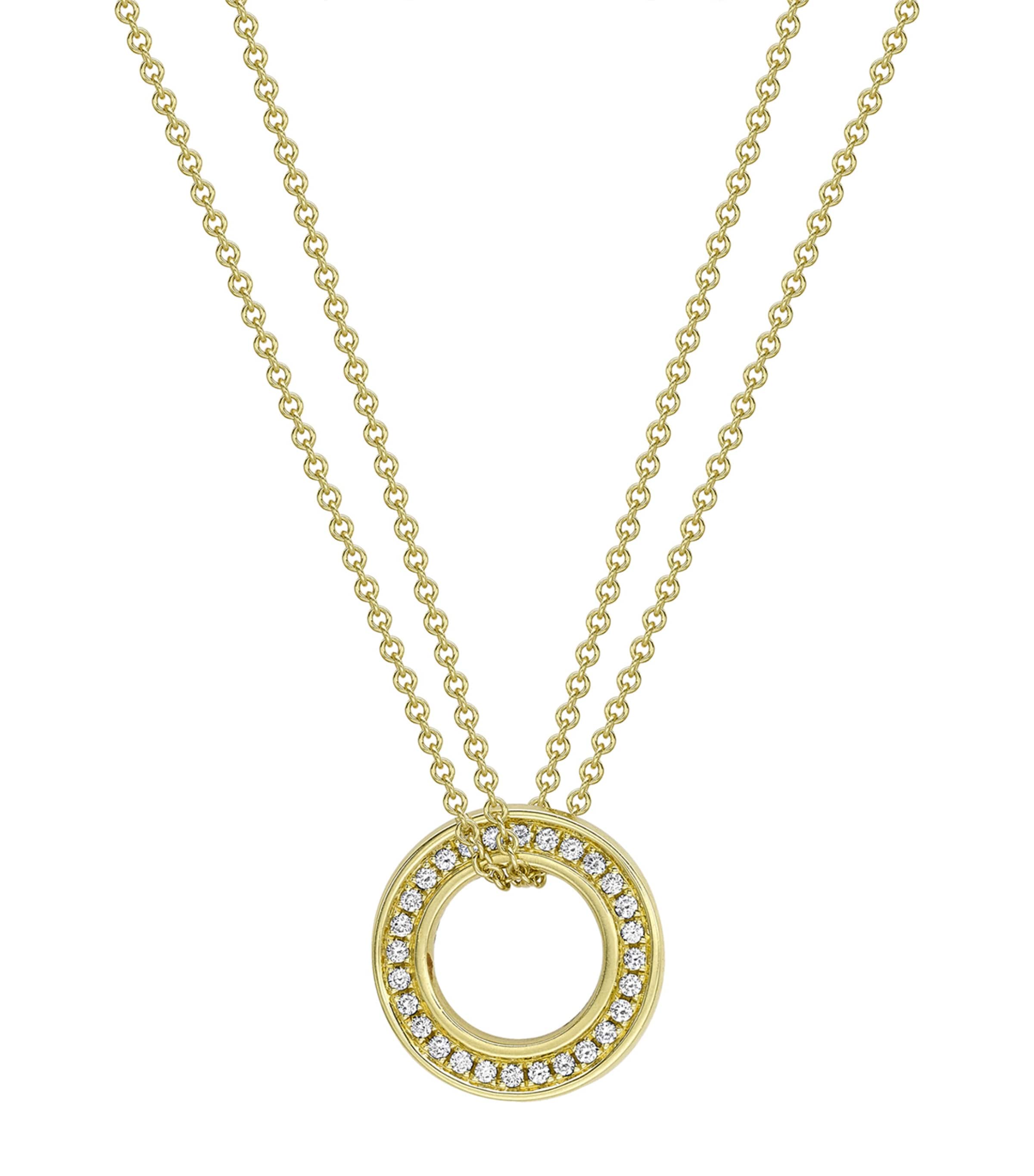 Boodles Small Yellow Gold and Diamond Roulette Pendant Necklace Yellow Gold