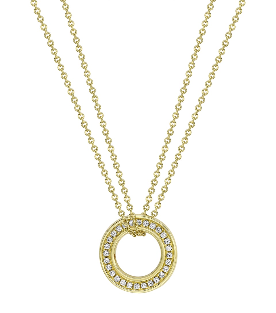Boodles Small Yellow Gold and Diamond Roulette Pendant Necklace Yellow Gold