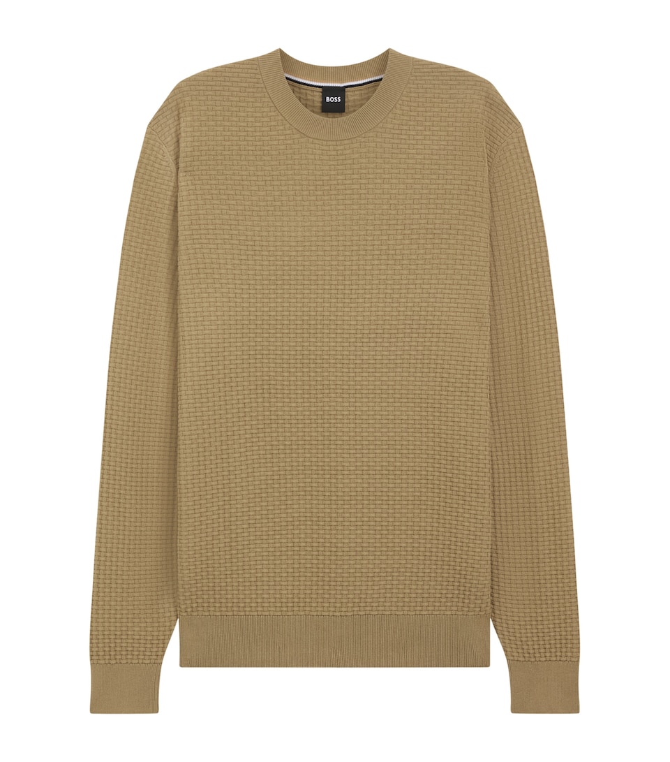 BOSS Mens Cotton Textured Sweater