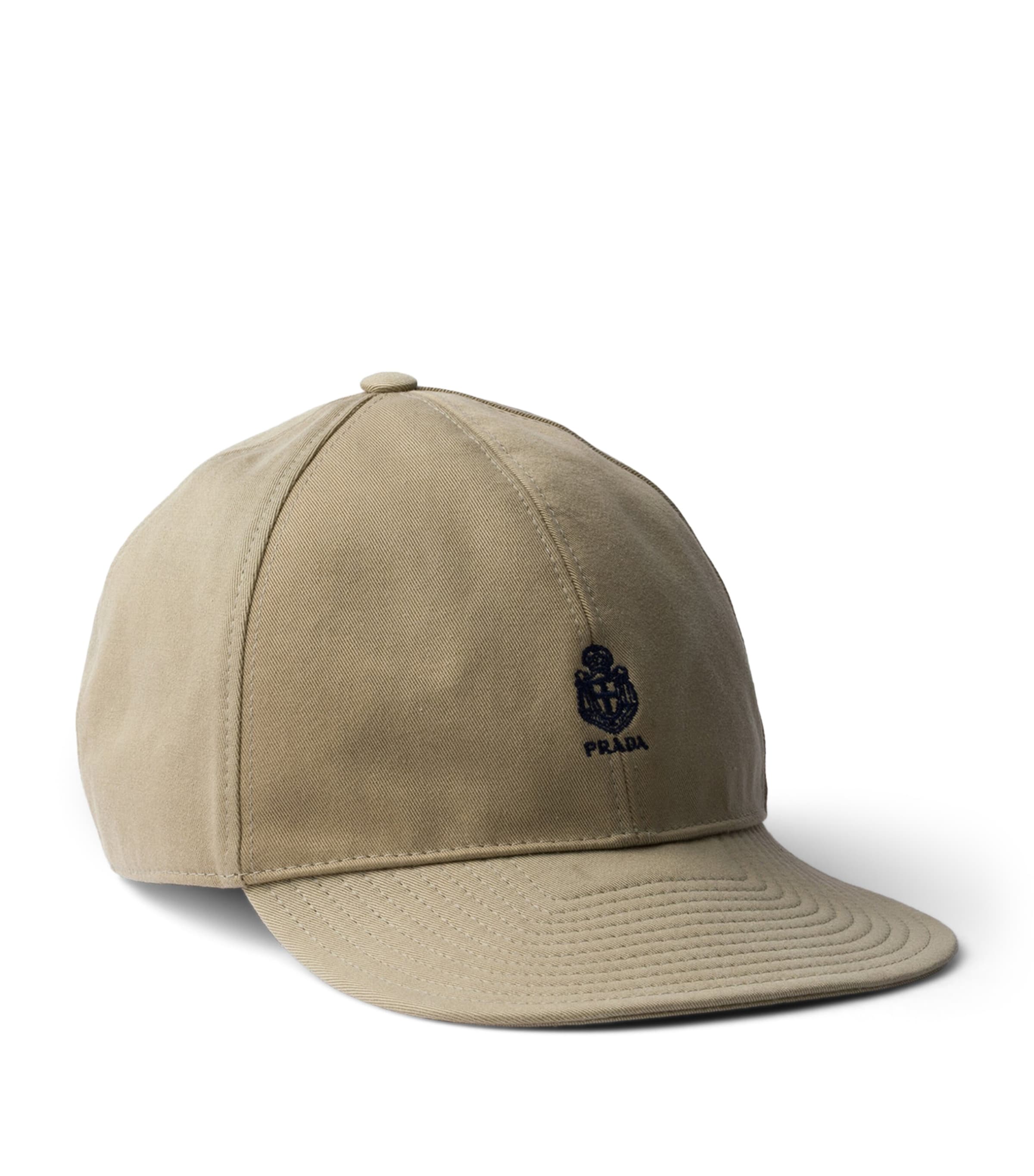 Prada Cotton Gabardine Logo Baseball Cap Neutral