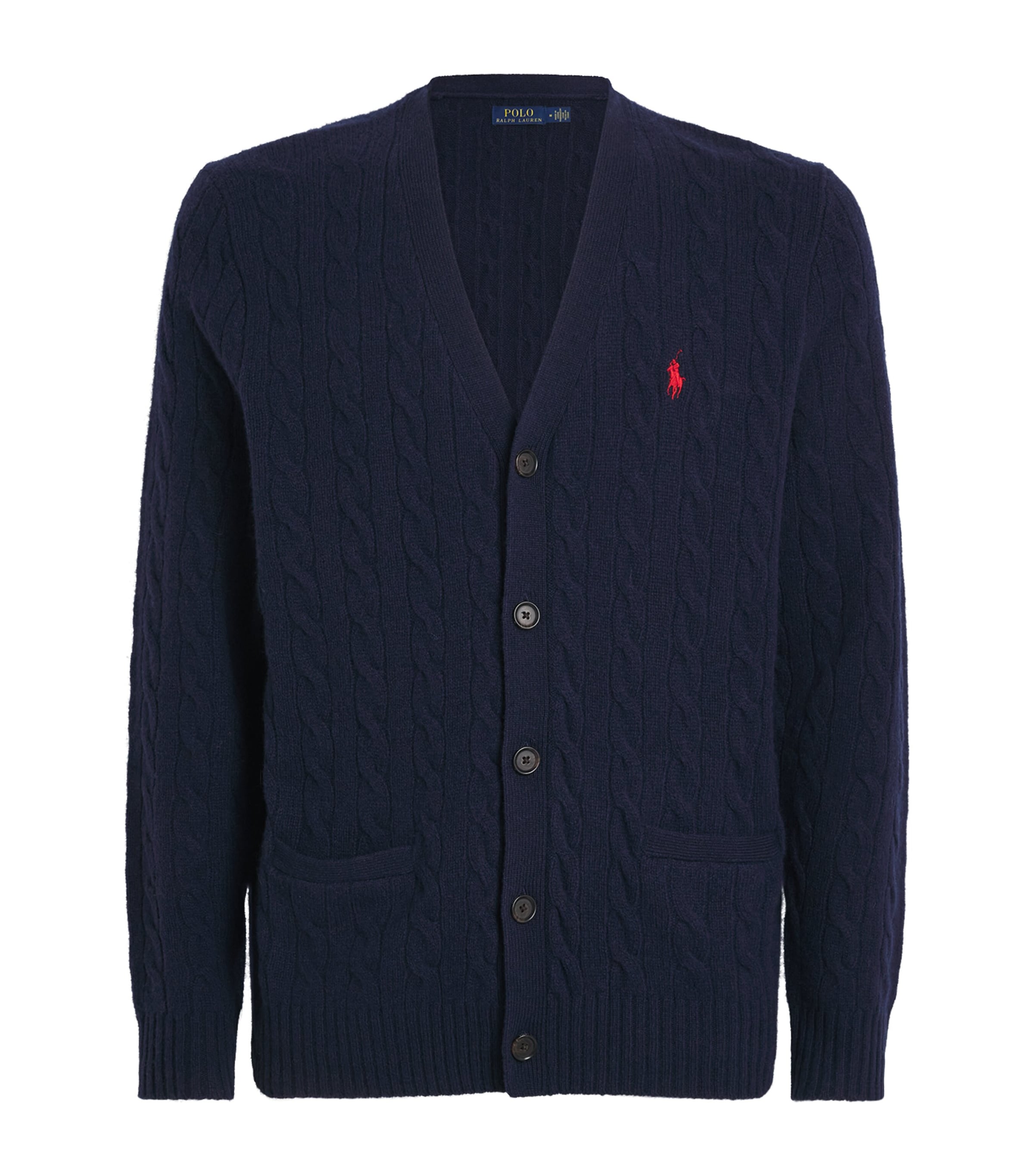 Polo Ralph Lauren Mens Wool-Cashmere Cable-Knit Cardigan Hunter Navy