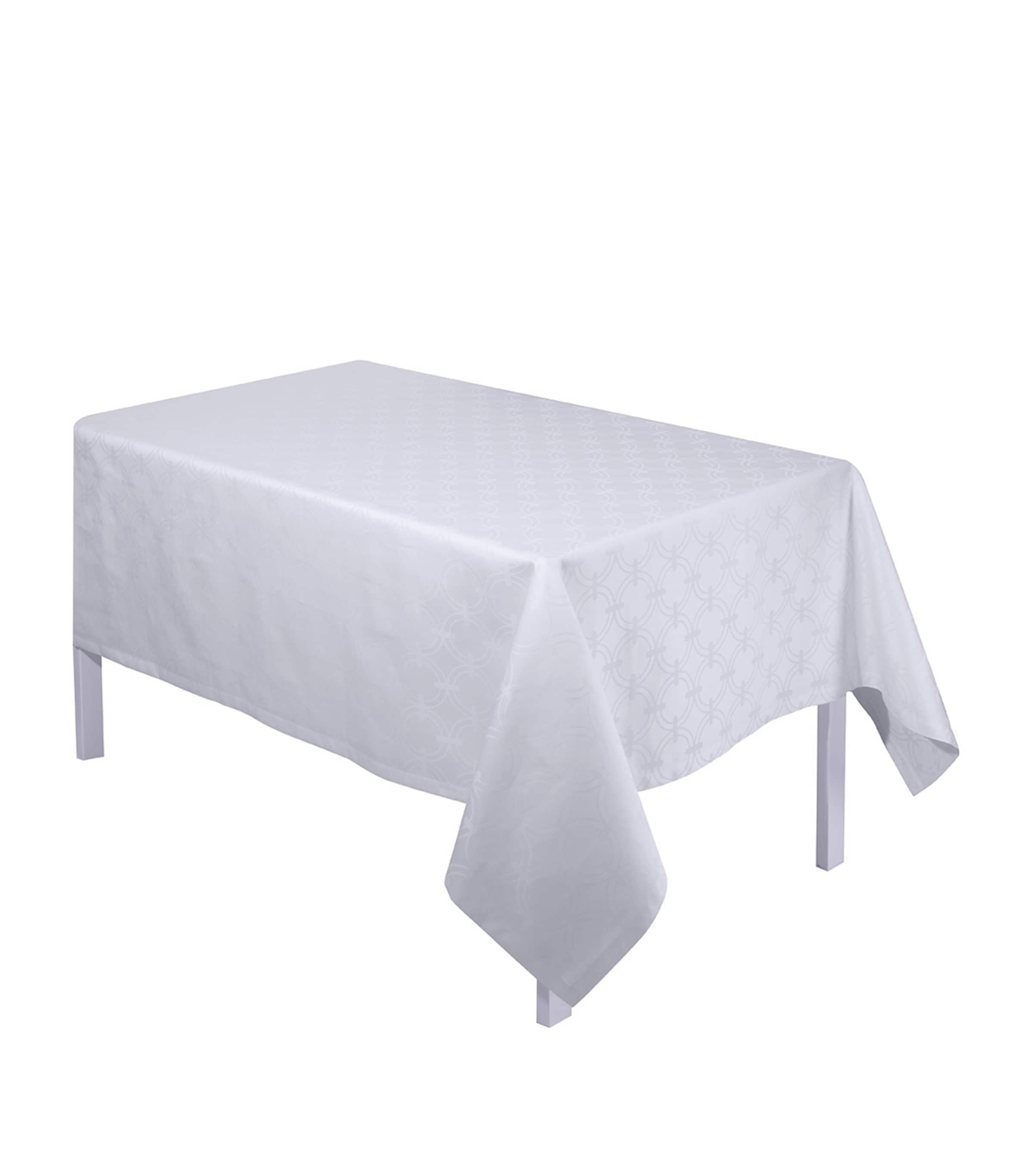 Le Jacquard Français Anneaux Tablecloth (170cm x 320cm) White