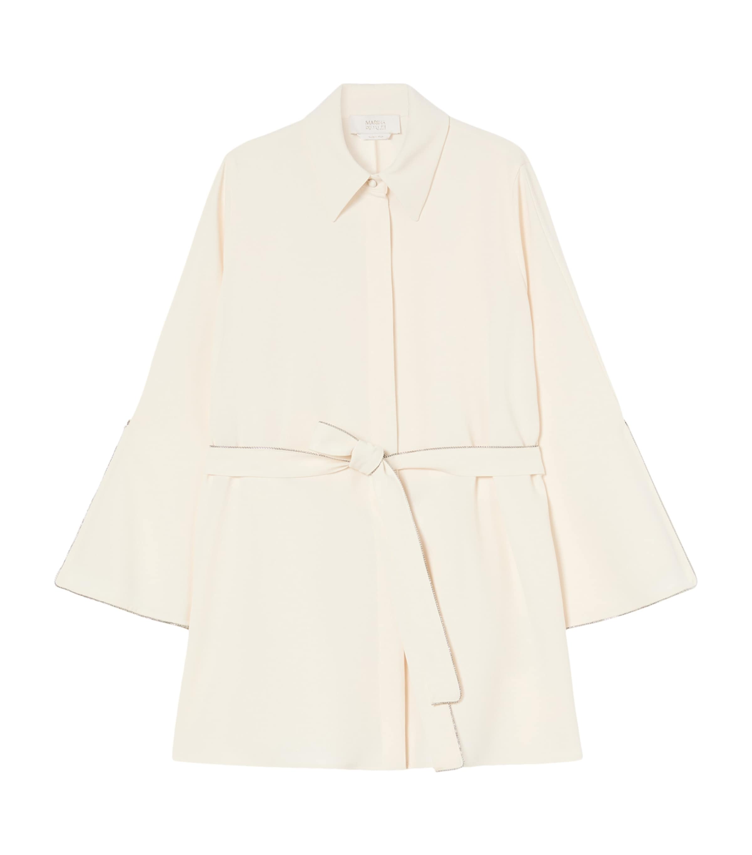 Marina Rinaldi Womens Embellished Belted Blazer Ivory