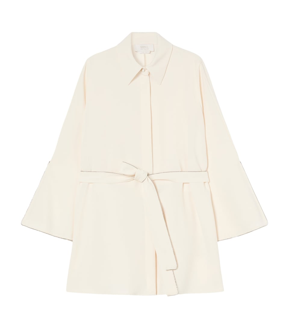 Marina Rinaldi Womens Embellished Belted Blazer Ivory