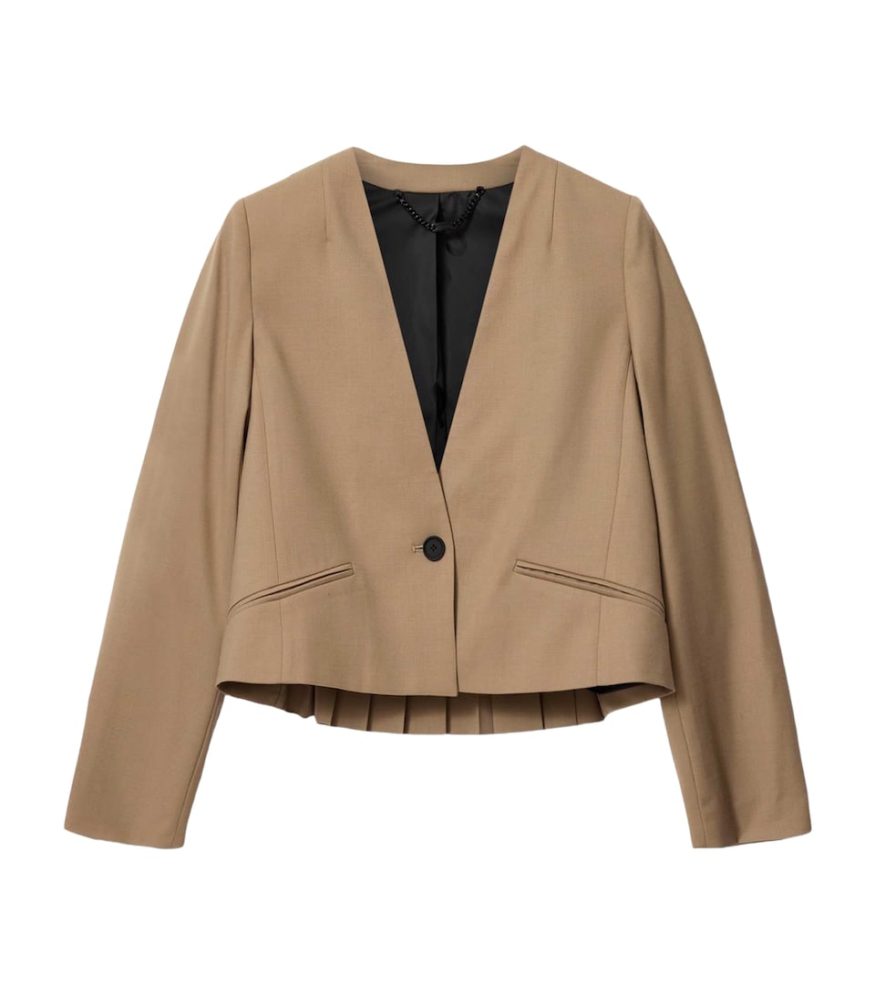 AllSaints Womens Wool-Blend Poppy Blazer Sand Brown