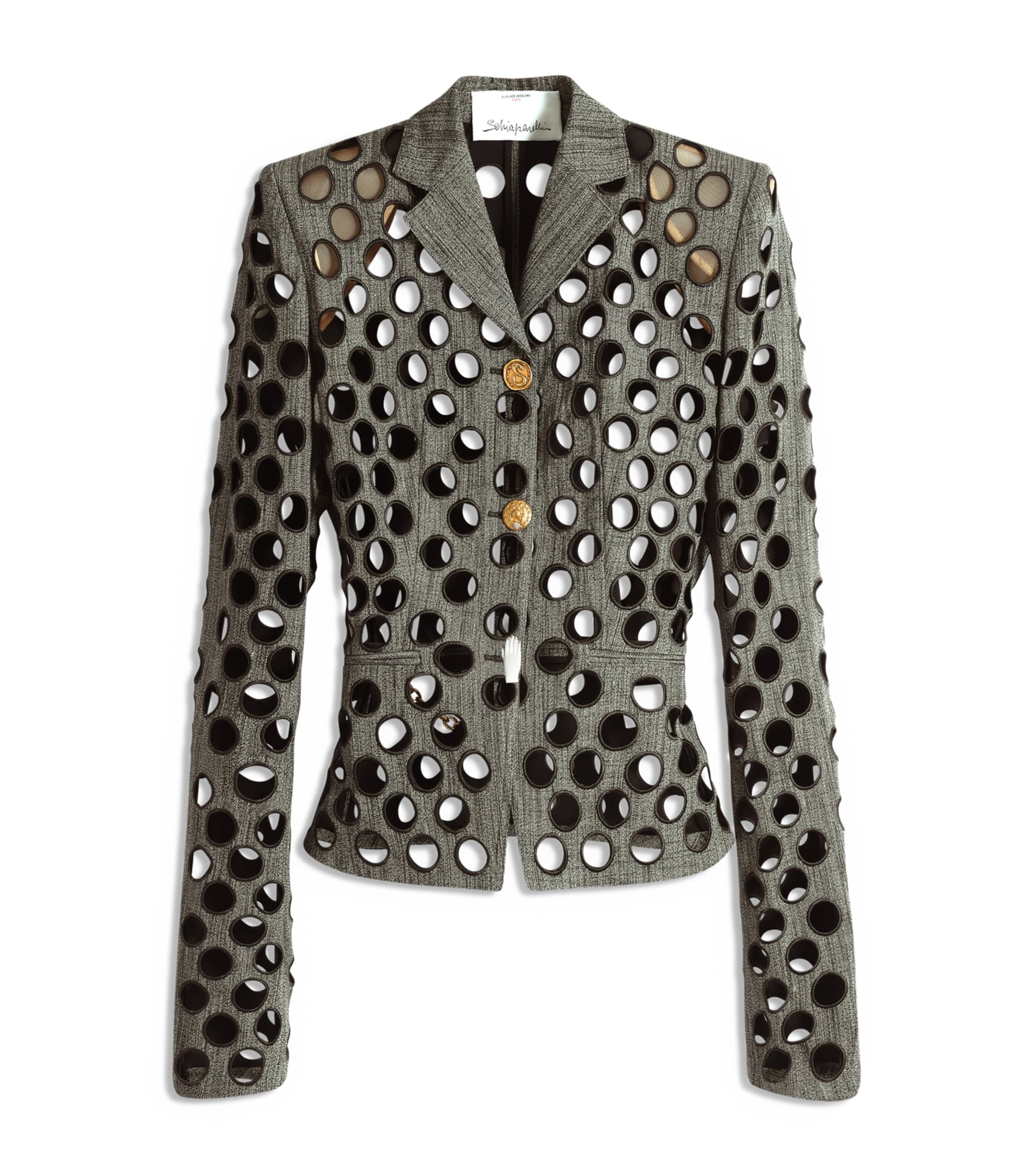 Schiaparelli Womens Canvas Broderie Anglaise Elsa Jacket Grey