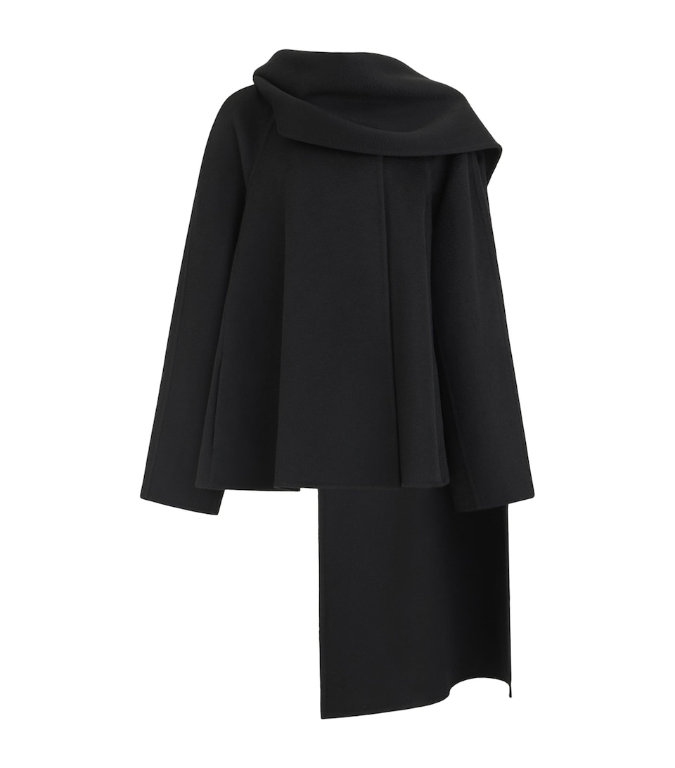 Alaïa Womens Double-Face Cashmere Scarf Coat Black