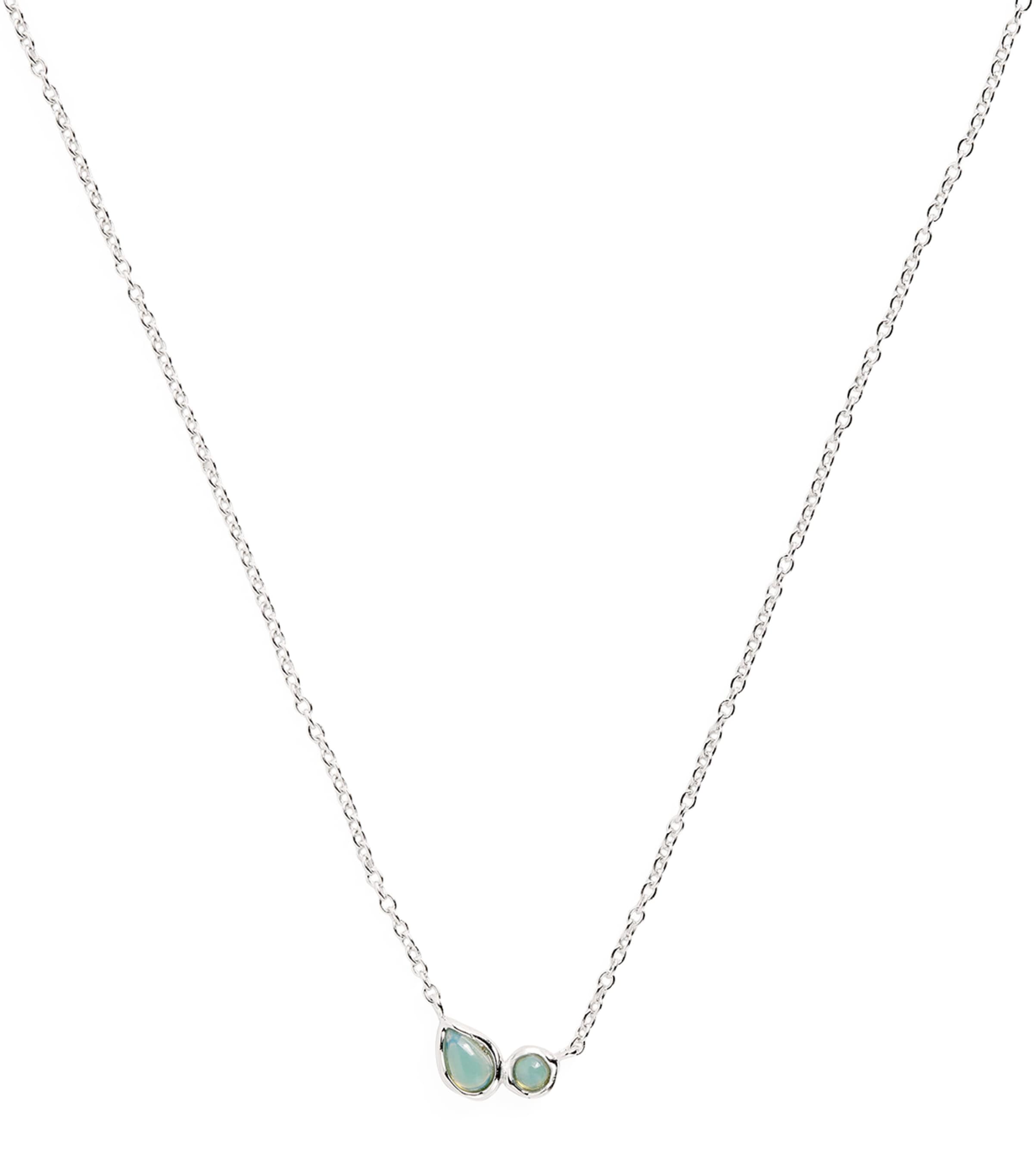 Sterling Silver Opal Cluster Charm Necklace
