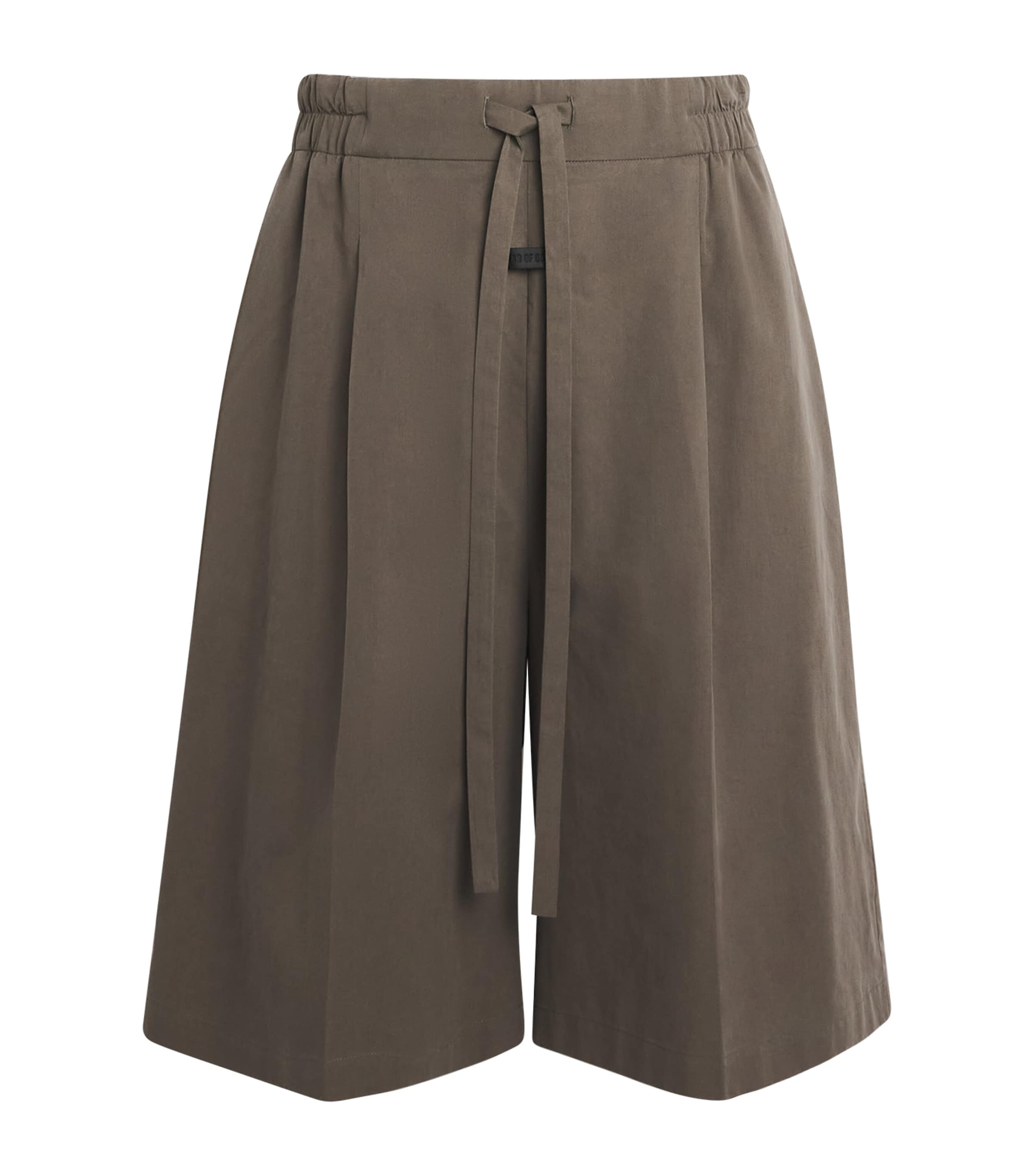 Cotton-Blend Pleated Shorts