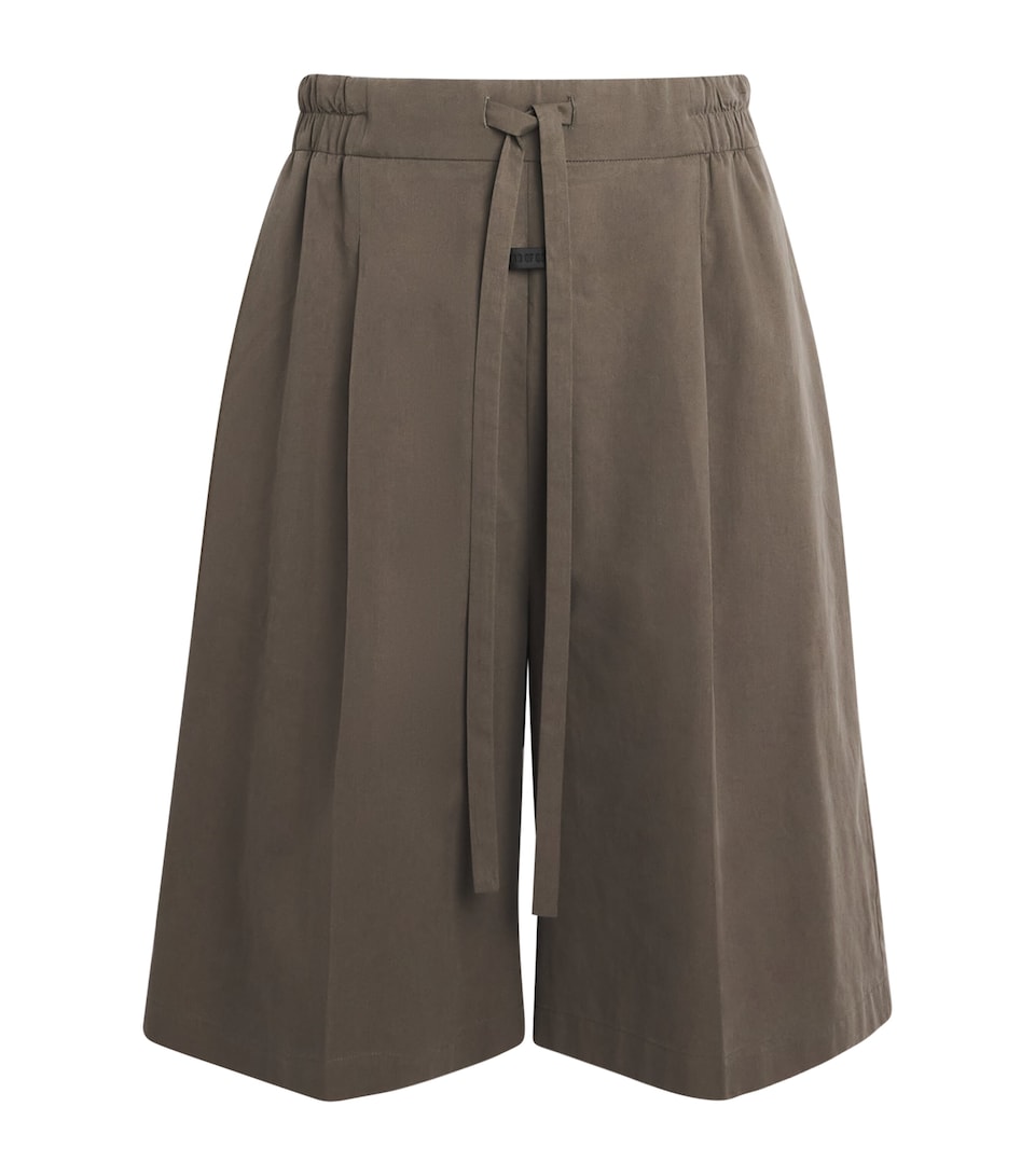 Cotton-Blend Pleated Shorts