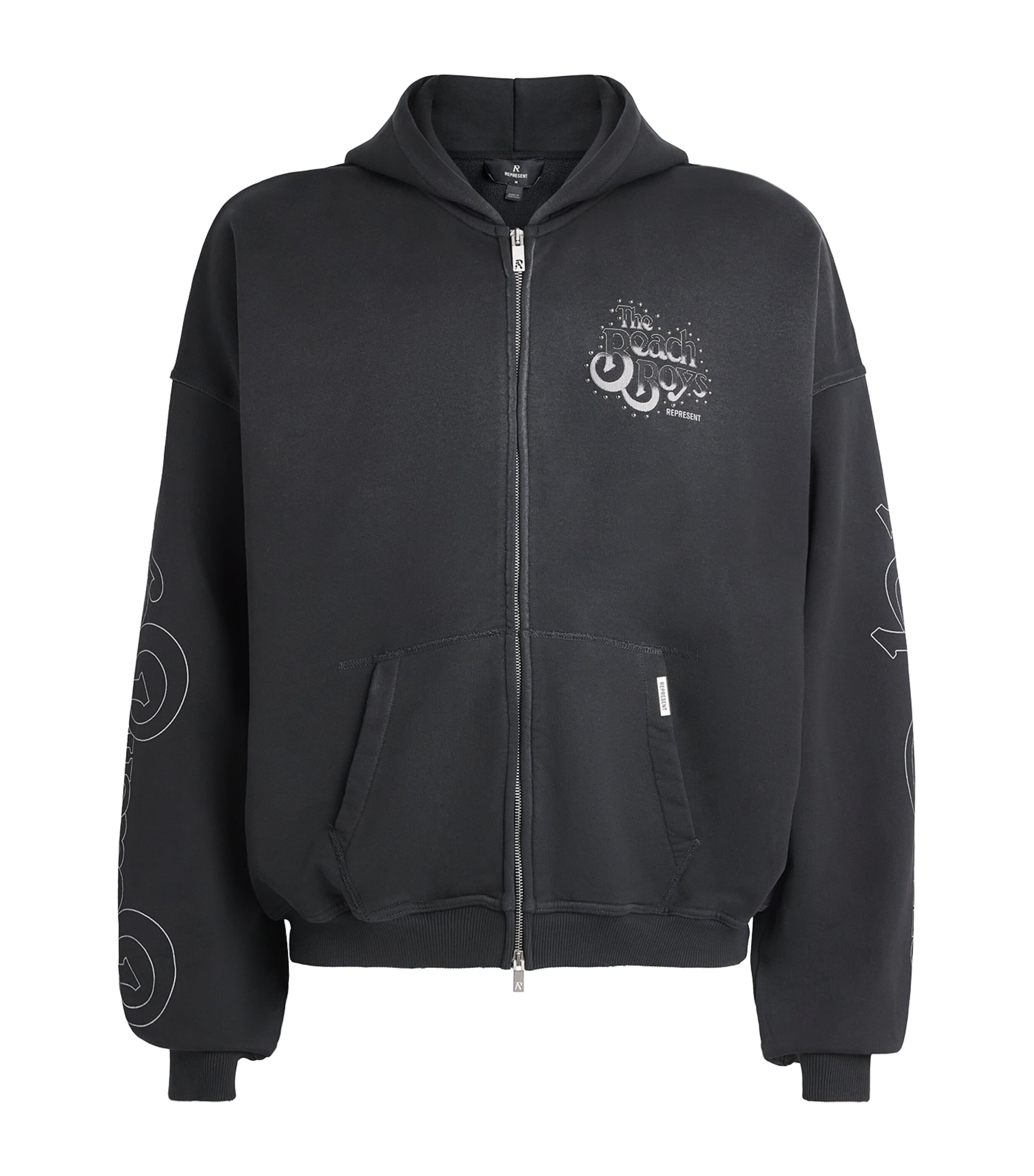 Represent Mens Beach Boys Endless Summer Zip-Up Hoodie Stained Black