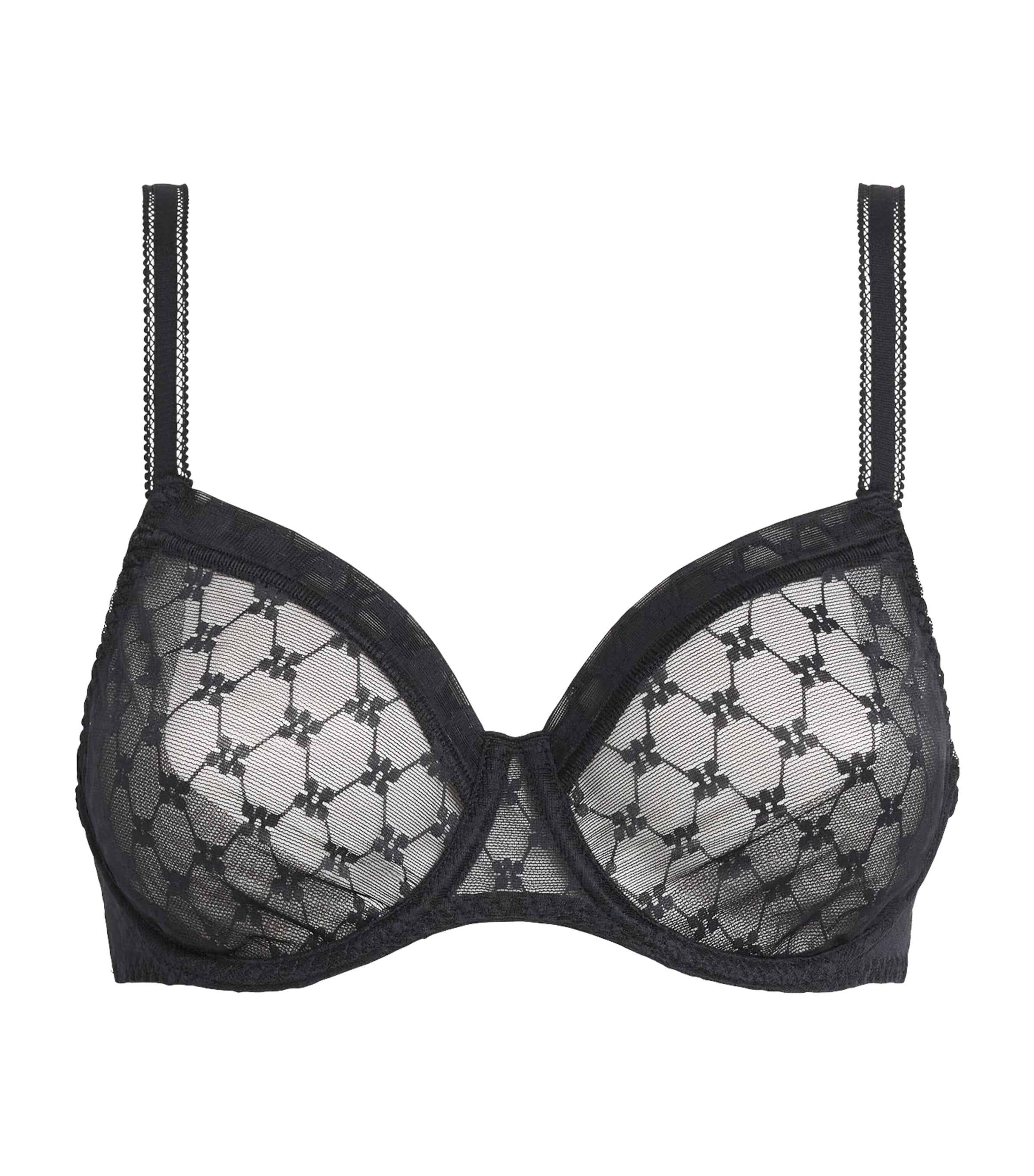 Simone Perele Womens Lace Plume Plunge Bra Black