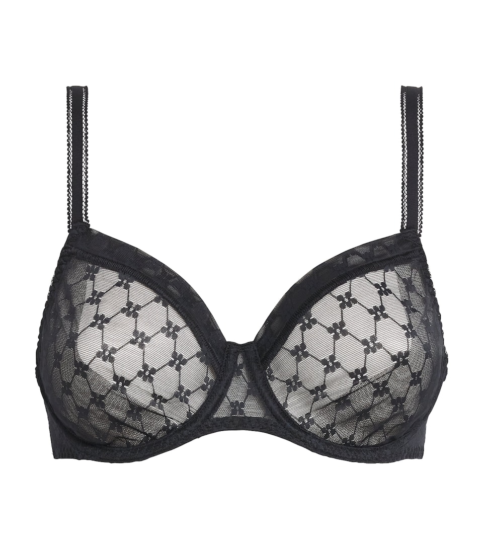 Simone Perele Womens Lace Plume Plunge Bra Black