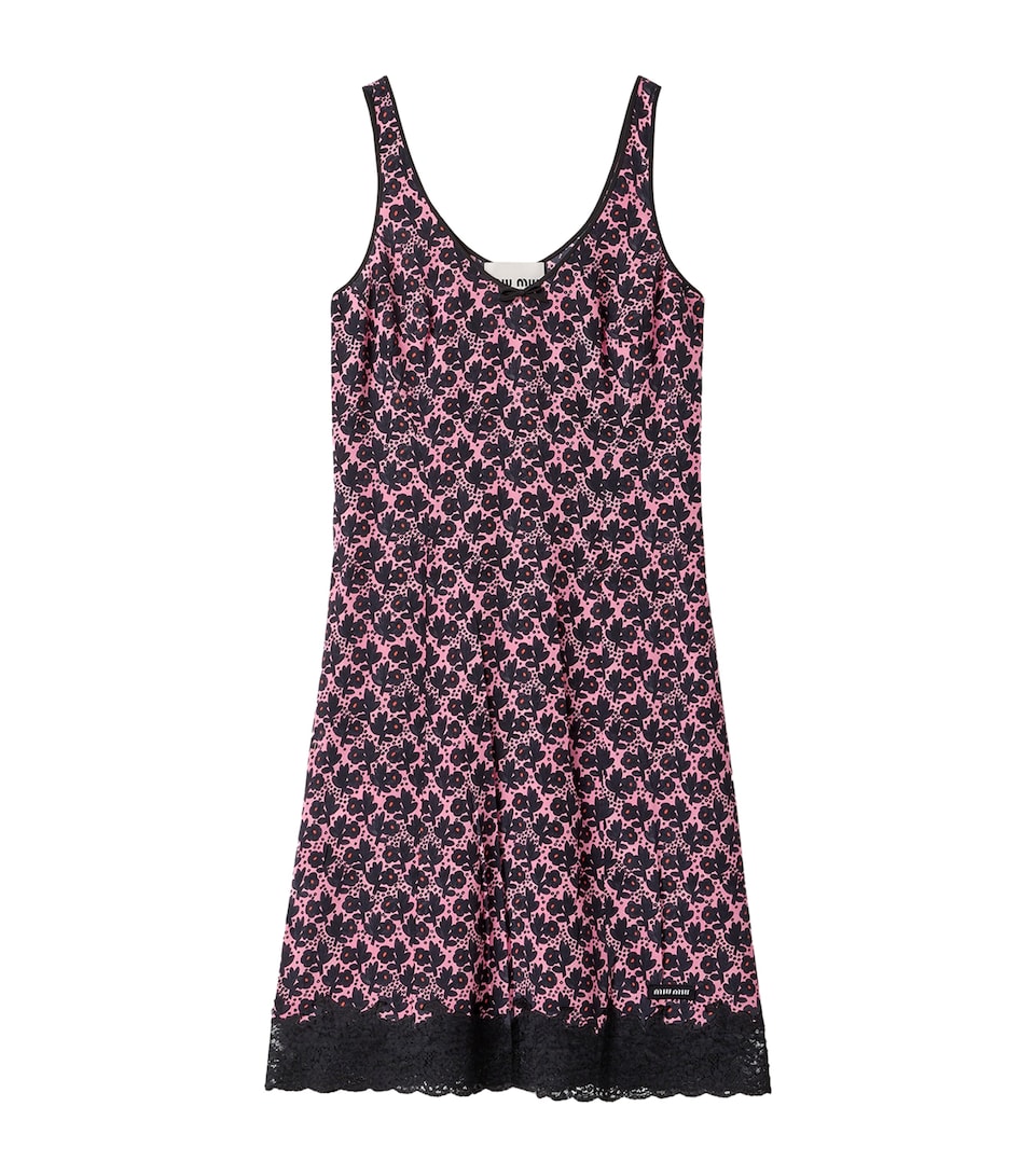 Miu Miu Womens Silk Floral Print Mini Dress Pink