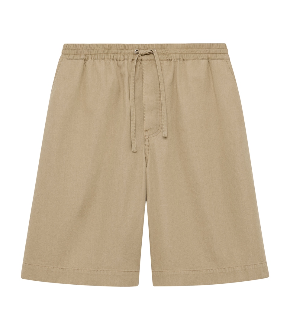 LOEWE Mens Cotton Logo-Pocket Shorts Beige