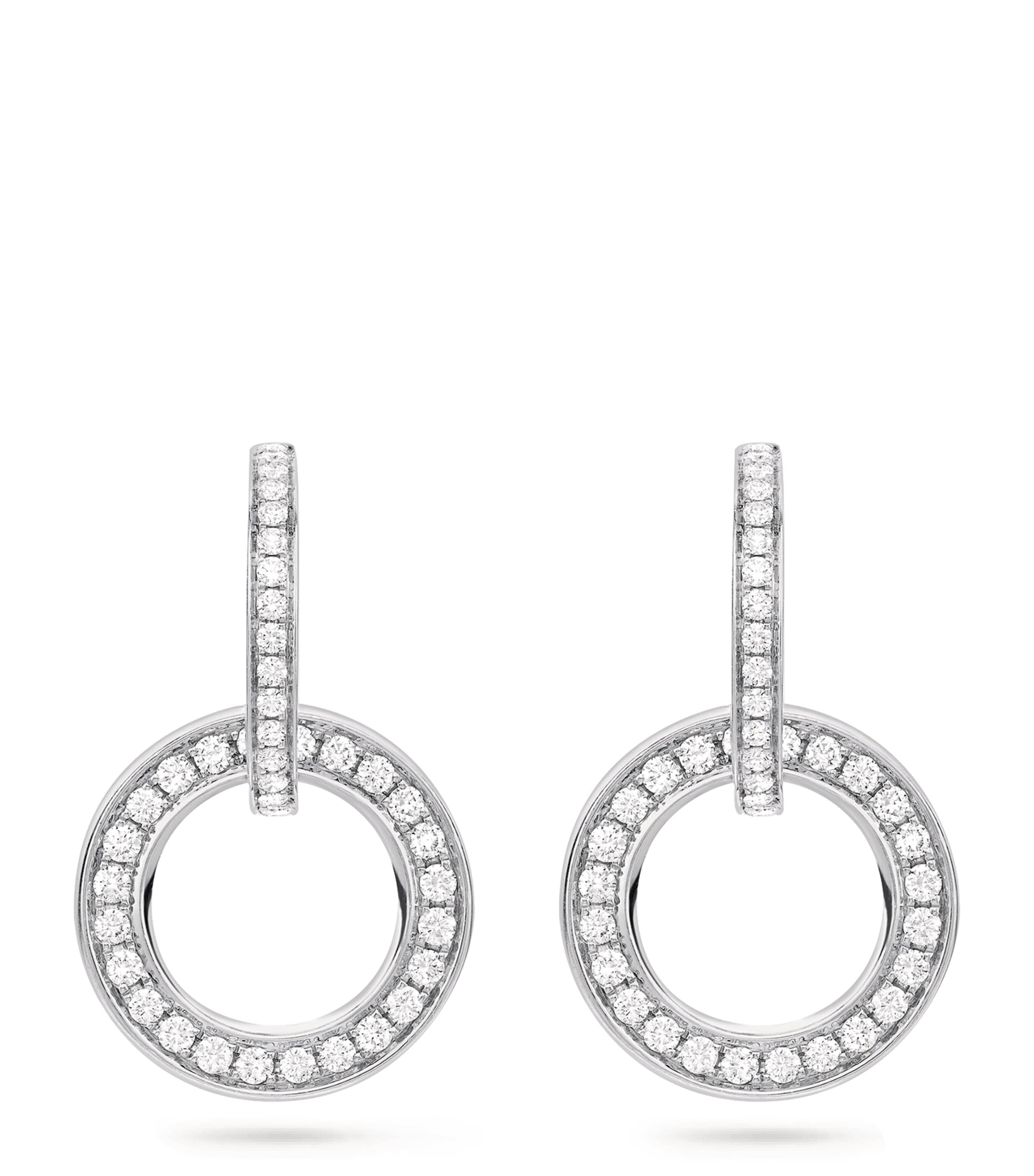 White Gold and Diamond Roulette Large Drop Earrings