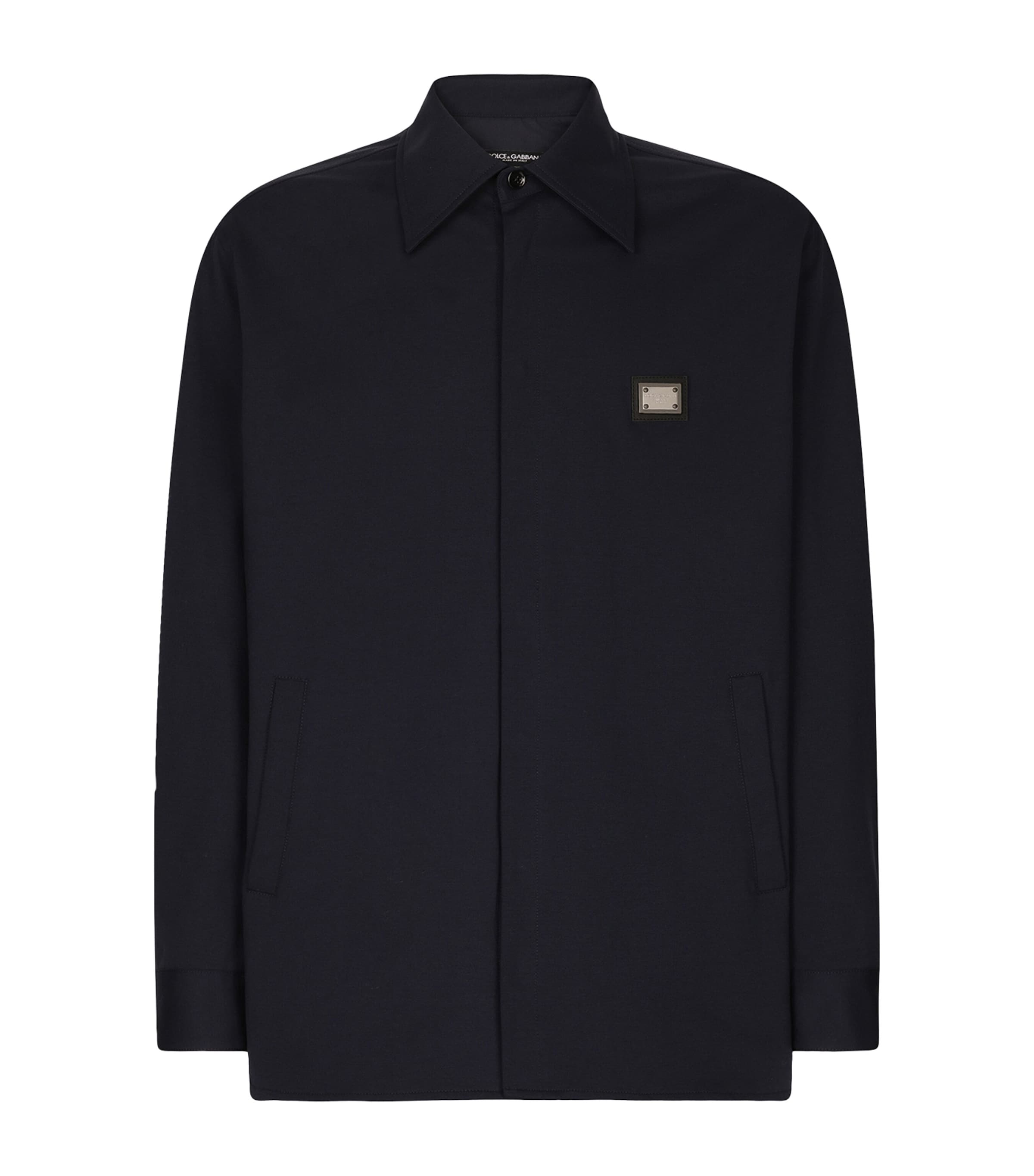 Dolce&Gabbana Mens Logo Plaque Overshirt Very Dark Blue