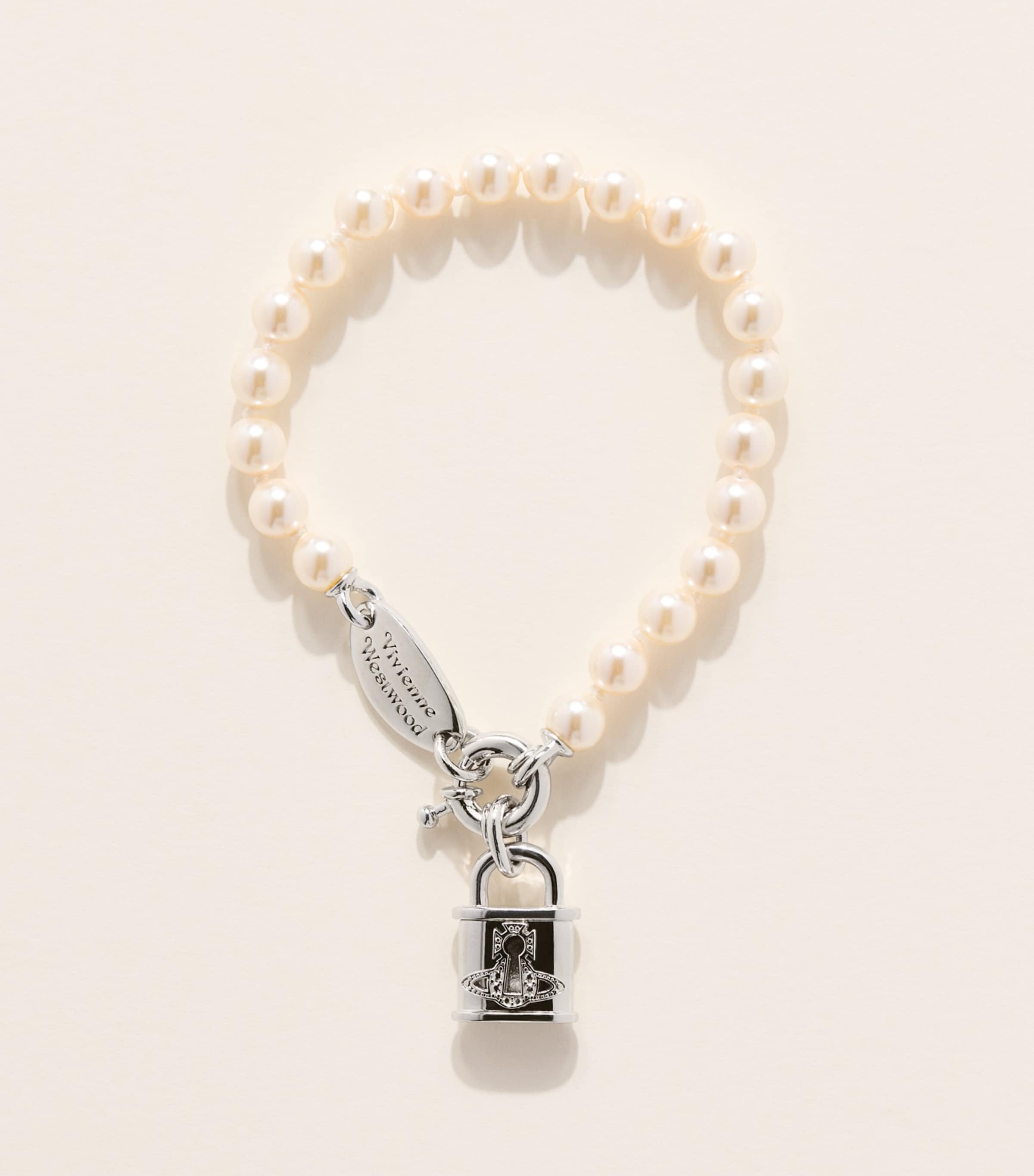 Vivienne Westwood Faux Pearl Celestia Bracelet Plat/crm Rs Prl