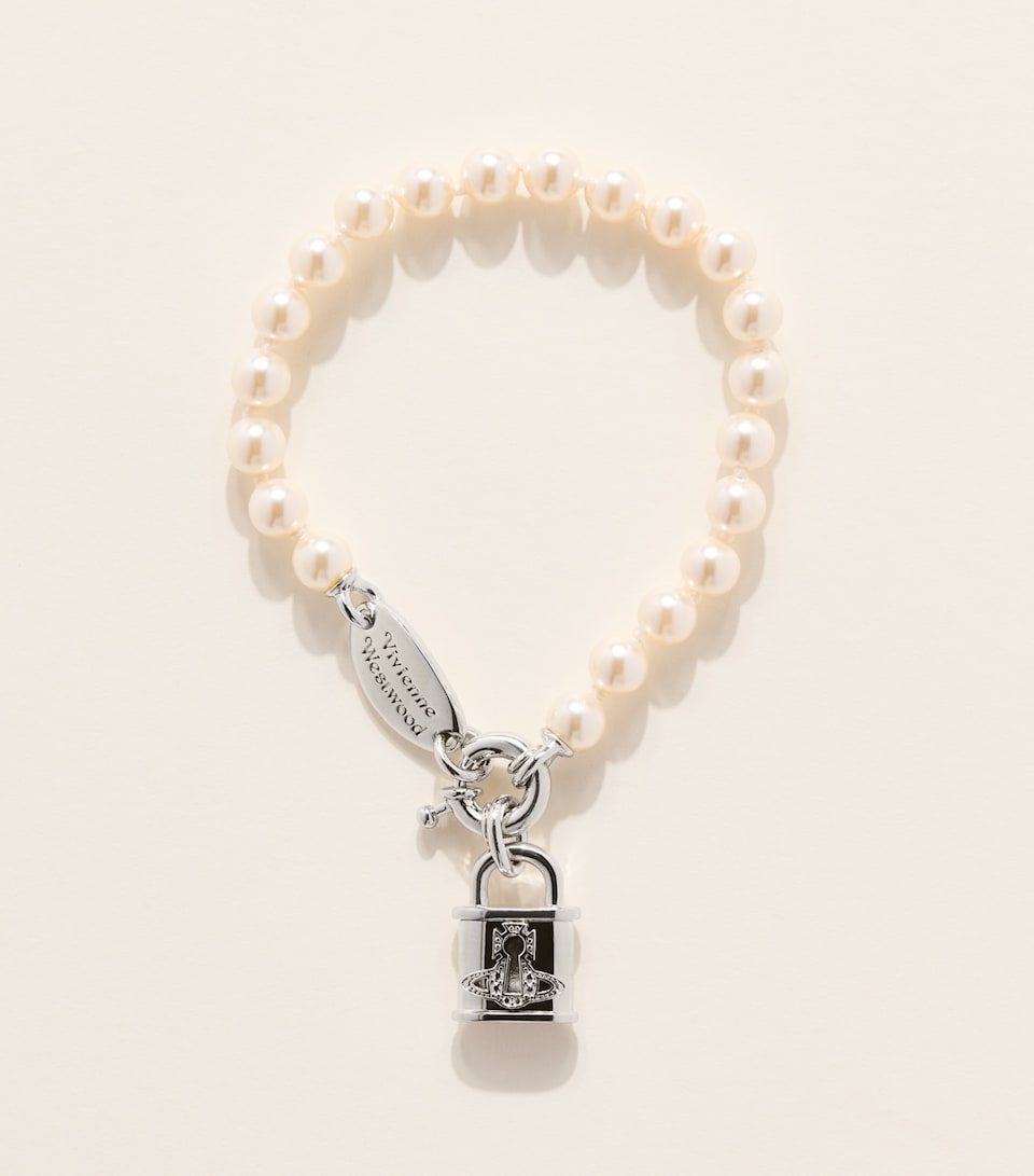 Vivienne Westwood Faux Pearl Celestia Bracelet Plat/crm Rs Prl