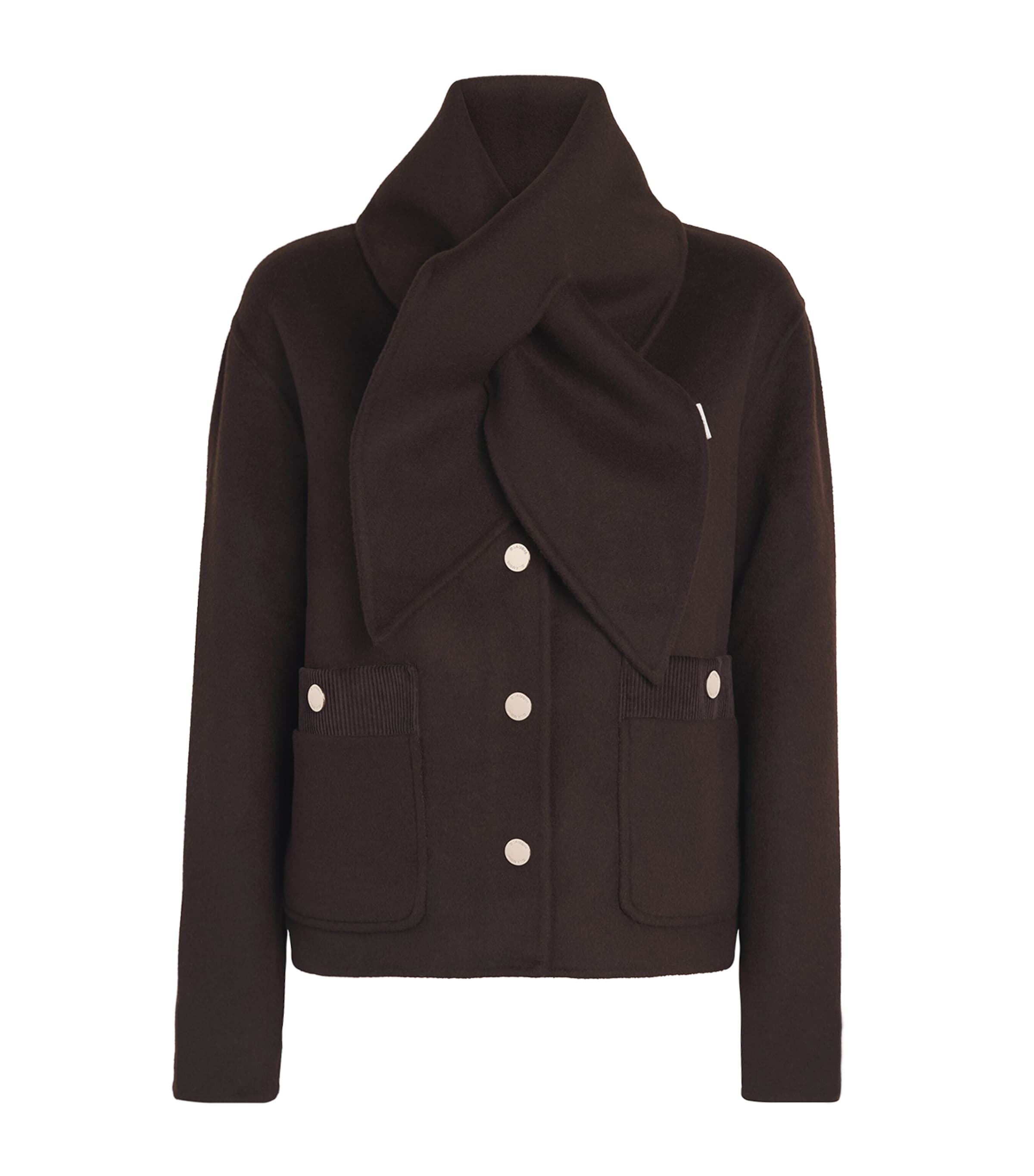 Claudie Pierlot Womens Wool-Blend Scarf Jacket Brown