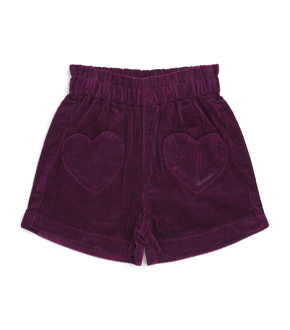 Bonton Corduroy Heart Shorts (2-14 Years) Purple Rain