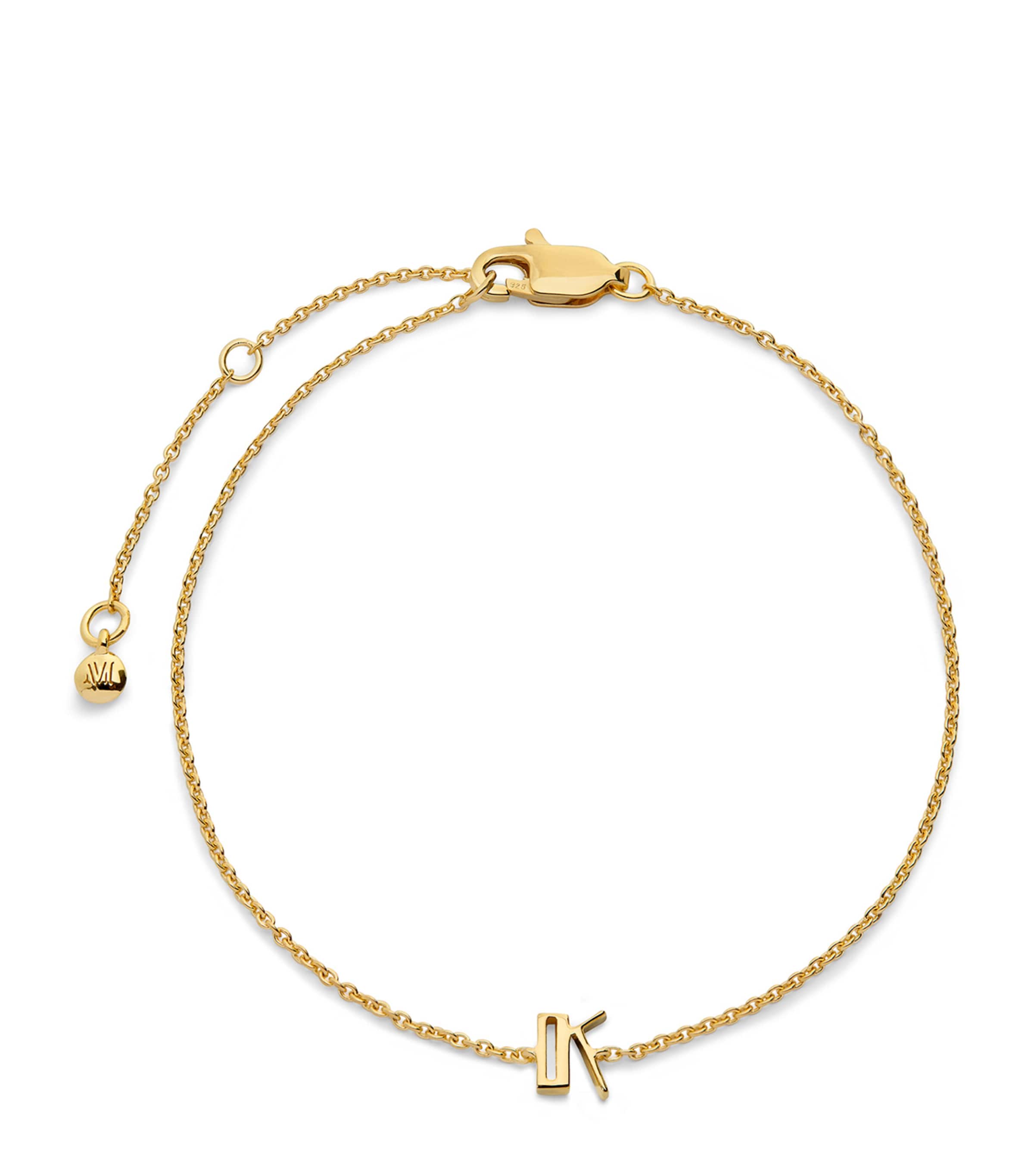 Monica Vinader Gold Vermeil Initial K Chain Bracelet Gold