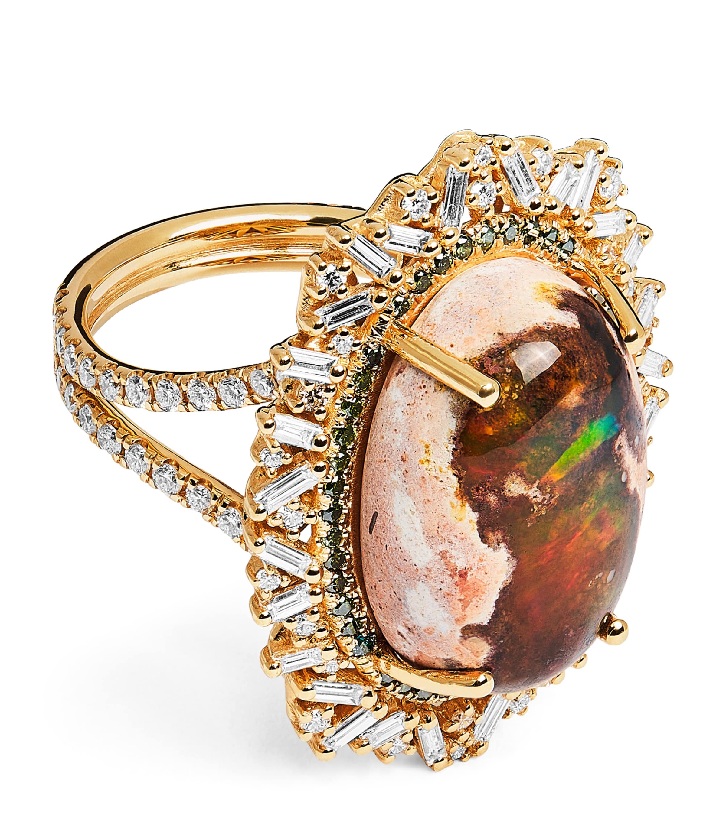 Gold, Mixed Diamond and Opal One of a Kind Ring