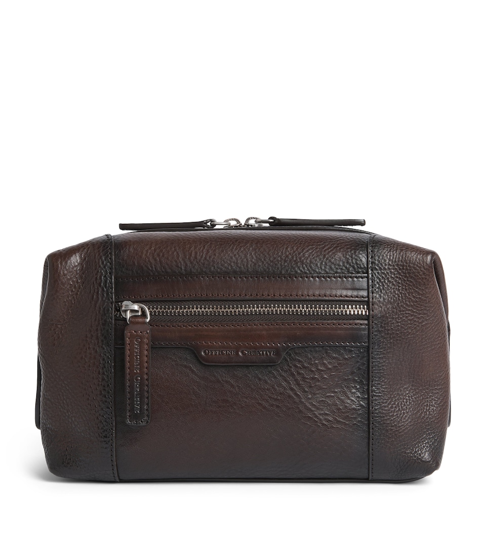 Officine Creative Pebbled Leather Washbag Testa Di Moro