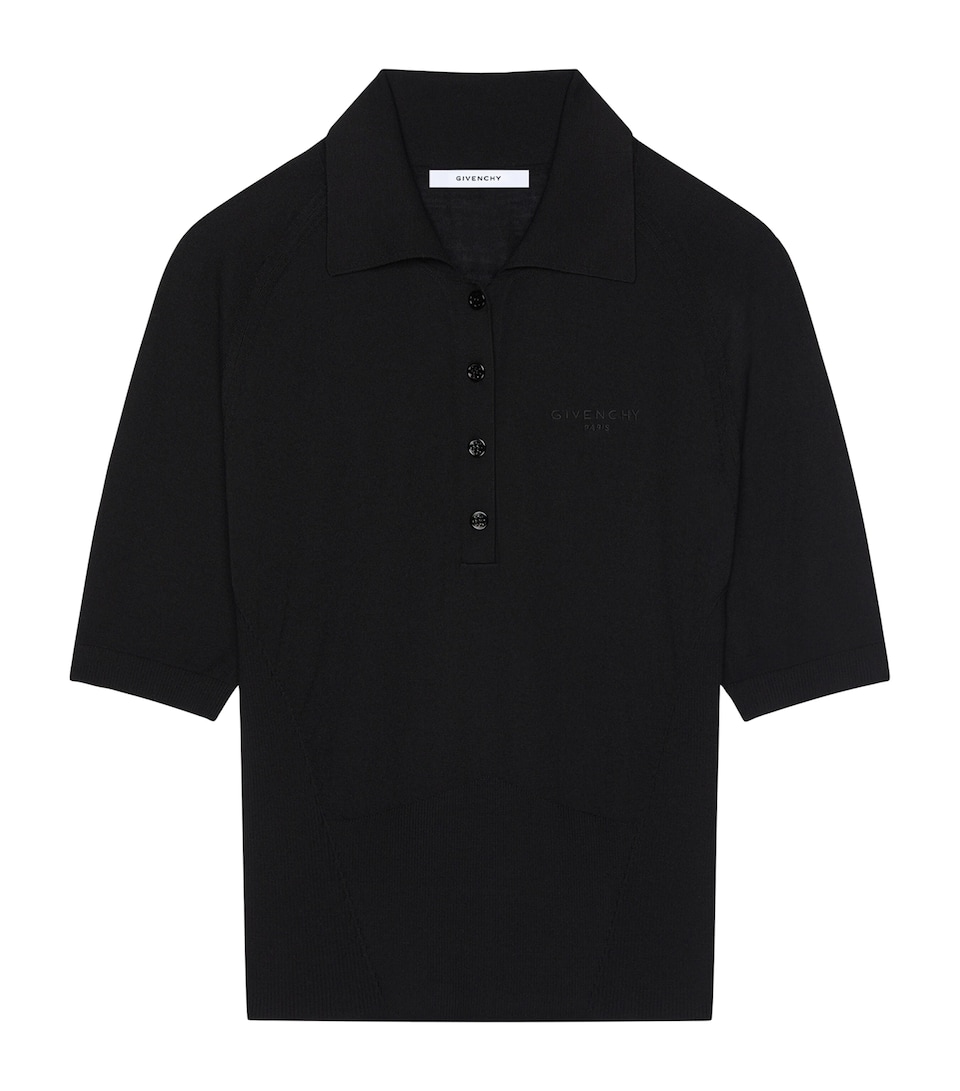 Givenchy Womens Wool Logo Polo Shirt Black