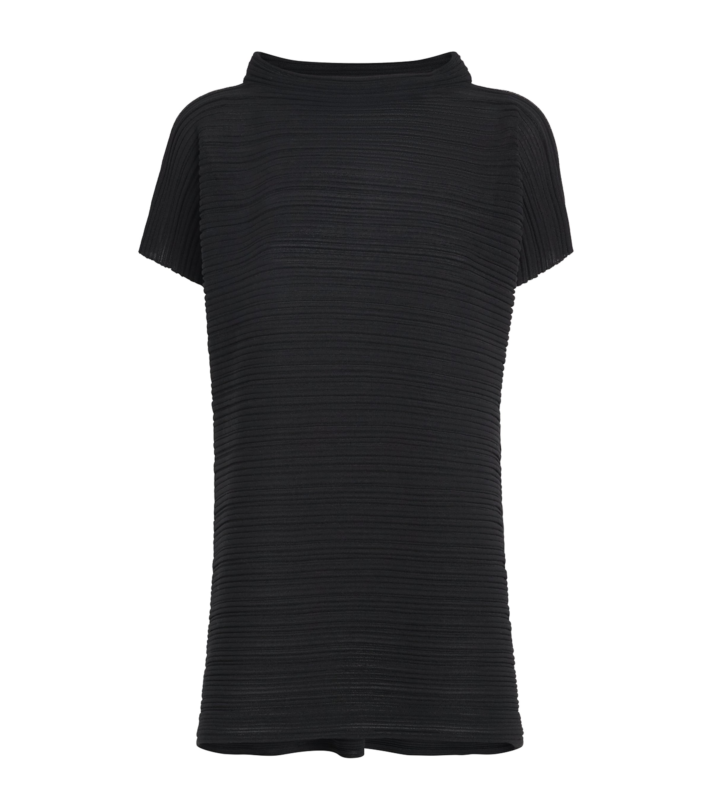 Pleats Please Issey Miyake Womens Paper Bounce Knit T-Shirt Black
