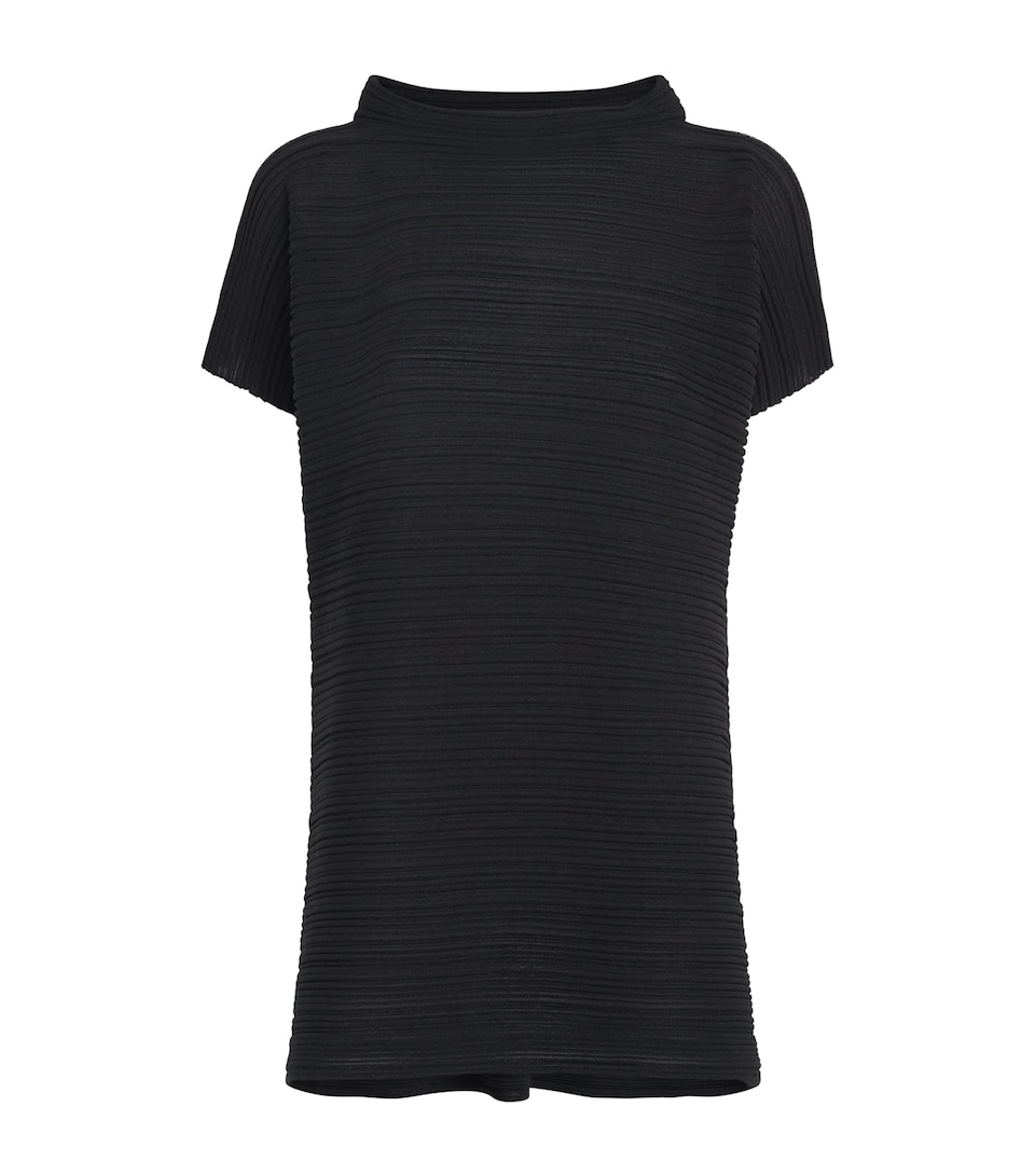 Pleats Please Issey Miyake Womens Paper Bounce Knit T-Shirt Black
