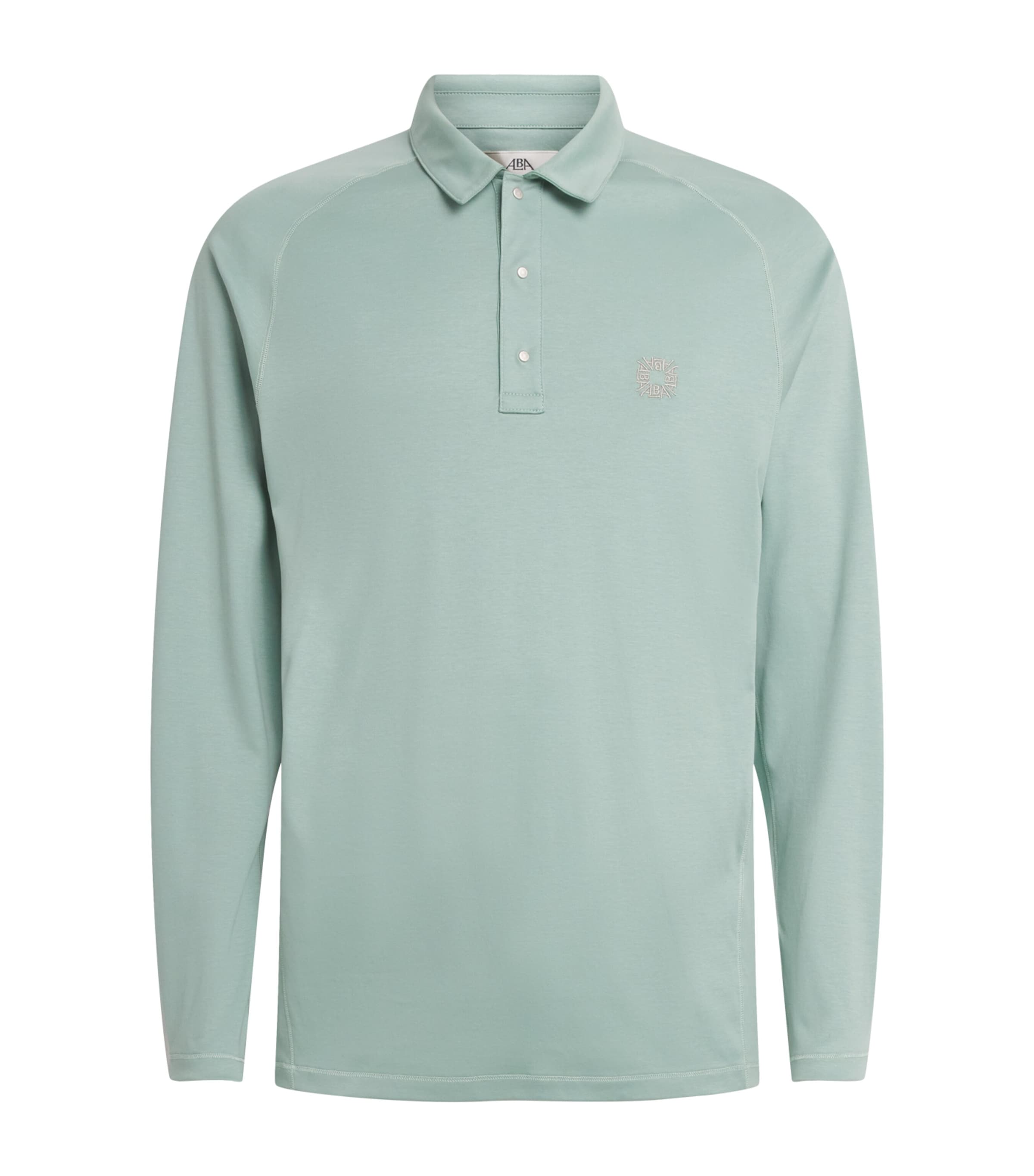 Alba Mens Cotton Piquet Long-Sleeve Polo Shirt Sage