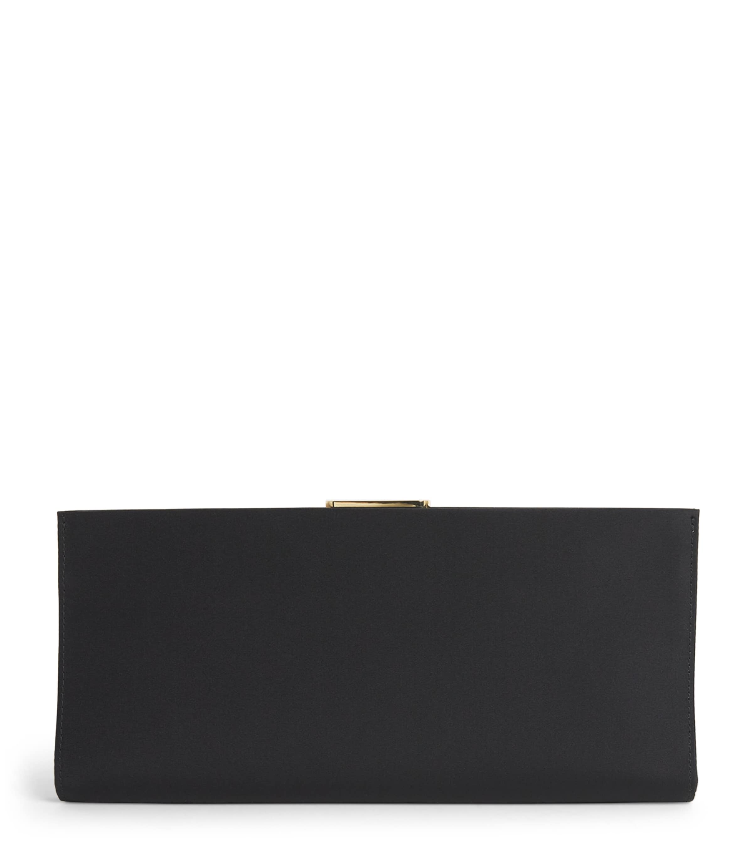 Carolina Herrera Silk Faille Pats Clutch Bag Black