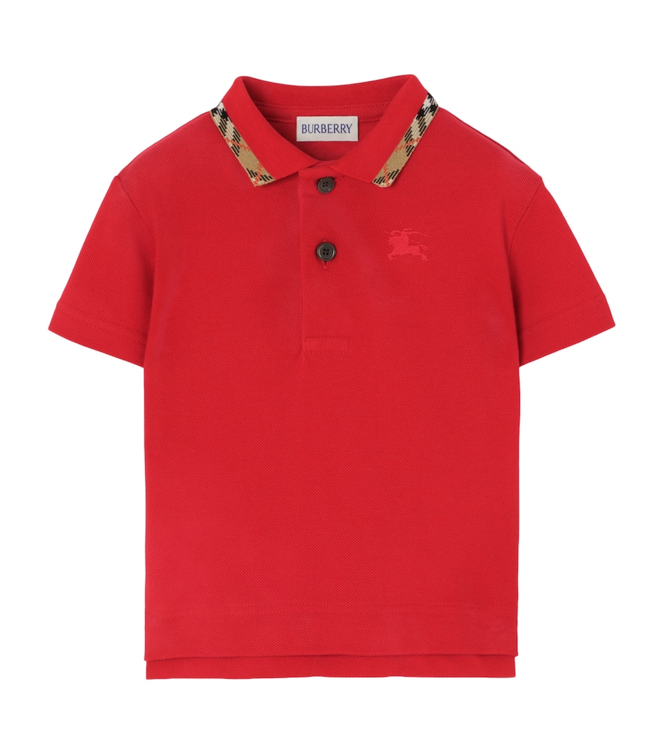 Burberry Kids Cotton Check-Collar Polo Shirt (6 Months - 3 Years) Bright Red