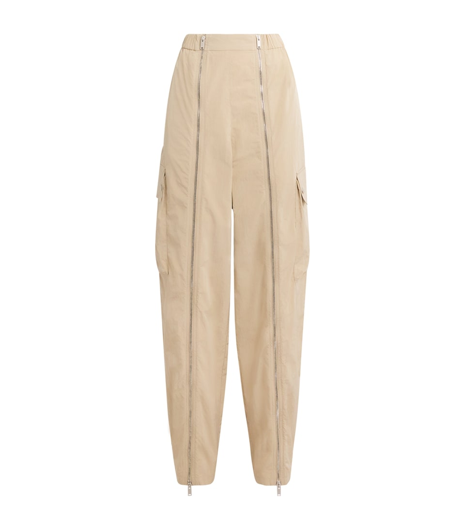 Stella McCartney Womens Zip-Leg Straight Trousers Almond