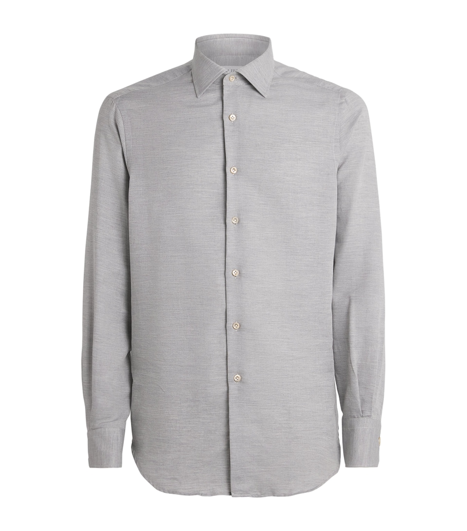 Pal Zileri Mens Cotton-Cashmere Shirt Light Grey